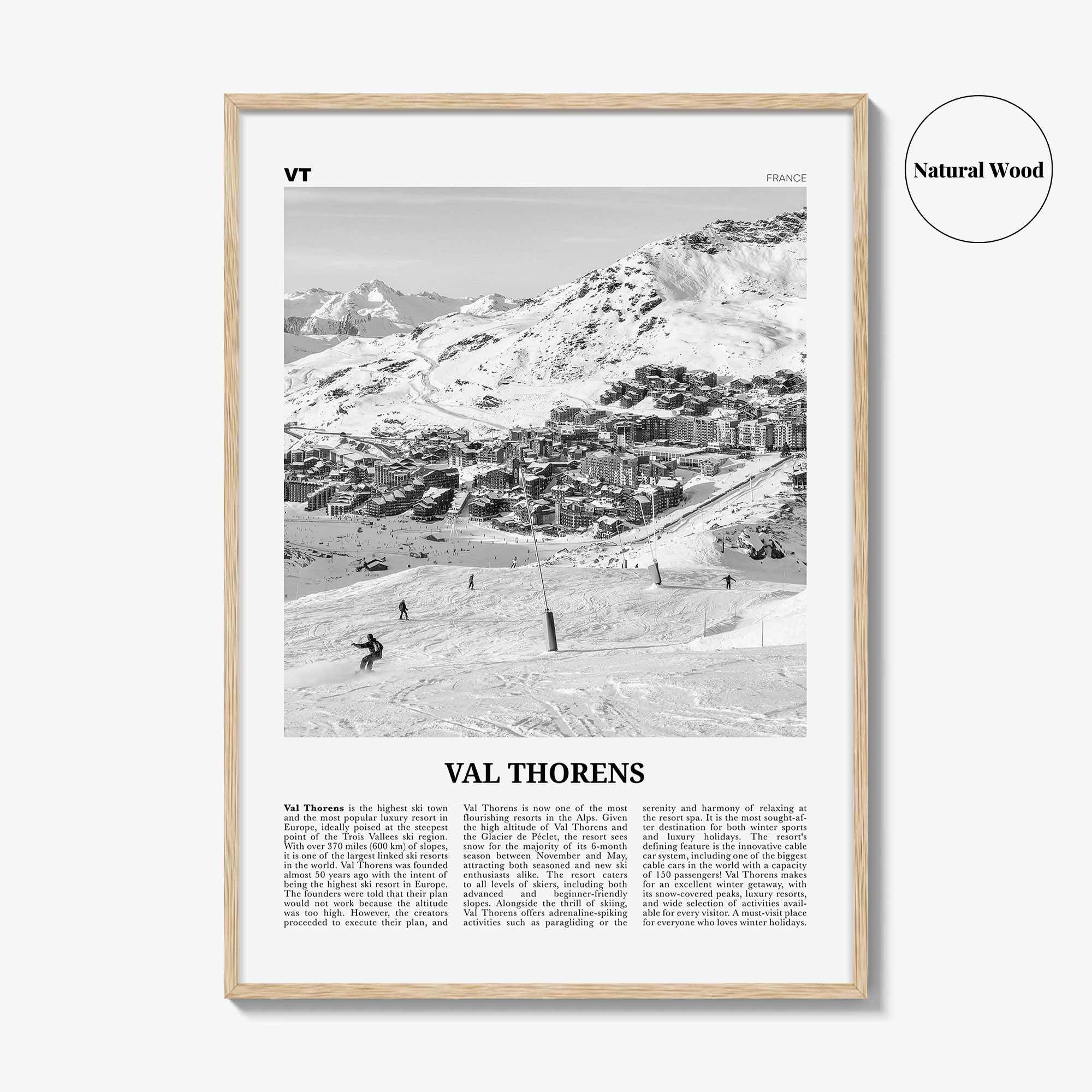 Val Thorens Print Black and White, Val Thorens Wall Art, Val Thorens Poster, Val Thorens Photo, Val Thorens Wall Décor, Savoie, France