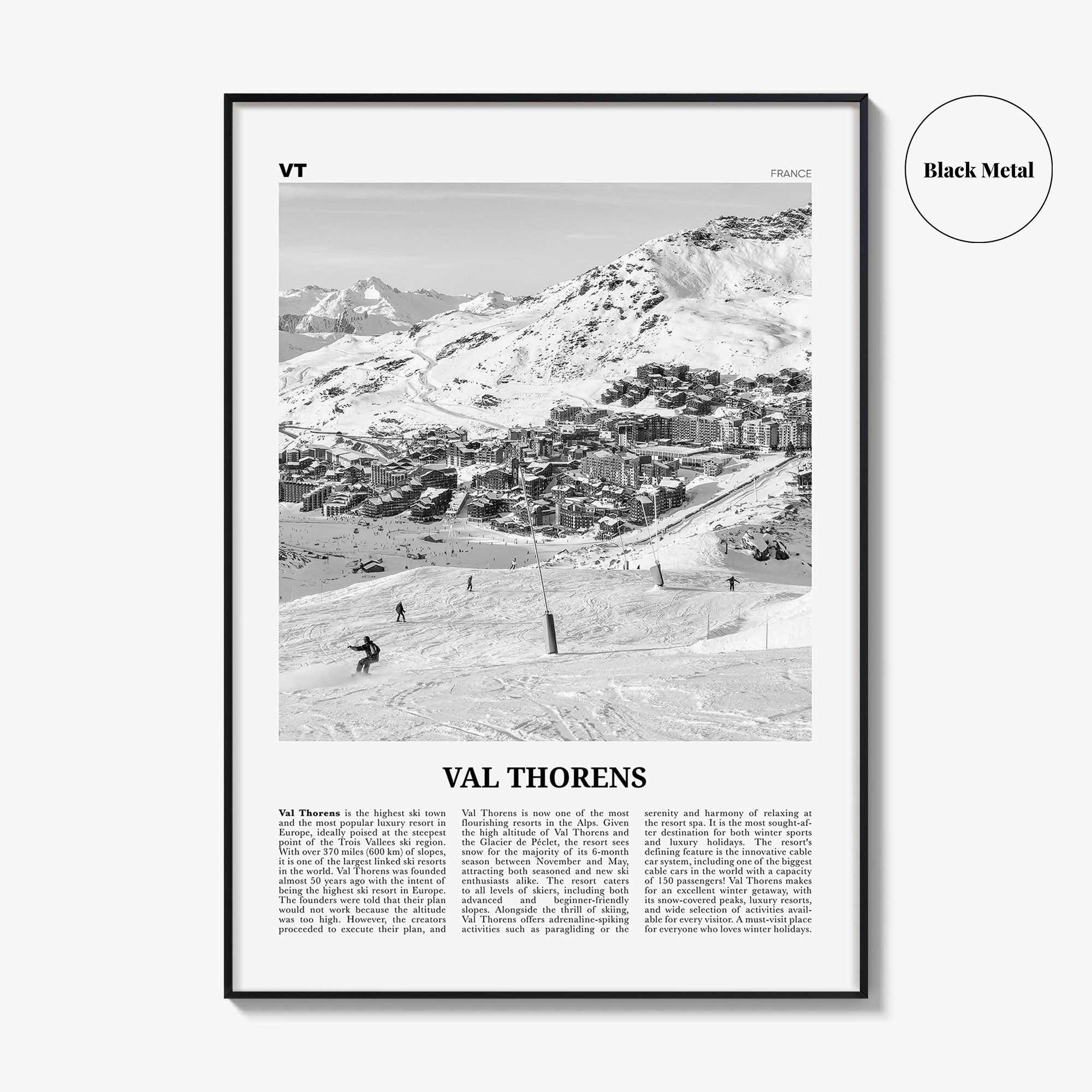 Val Thorens Print Black and White, Val Thorens Wall Art, Val Thorens Poster, Val Thorens Photo, Val Thorens Wall Décor, Savoie, France