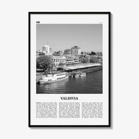Valdivia Print Black and White, Valdivia Wall Art, Valdivia Poster, Valdivia Photo, Valdivia Wall Décor, Valdivia Map, Chile