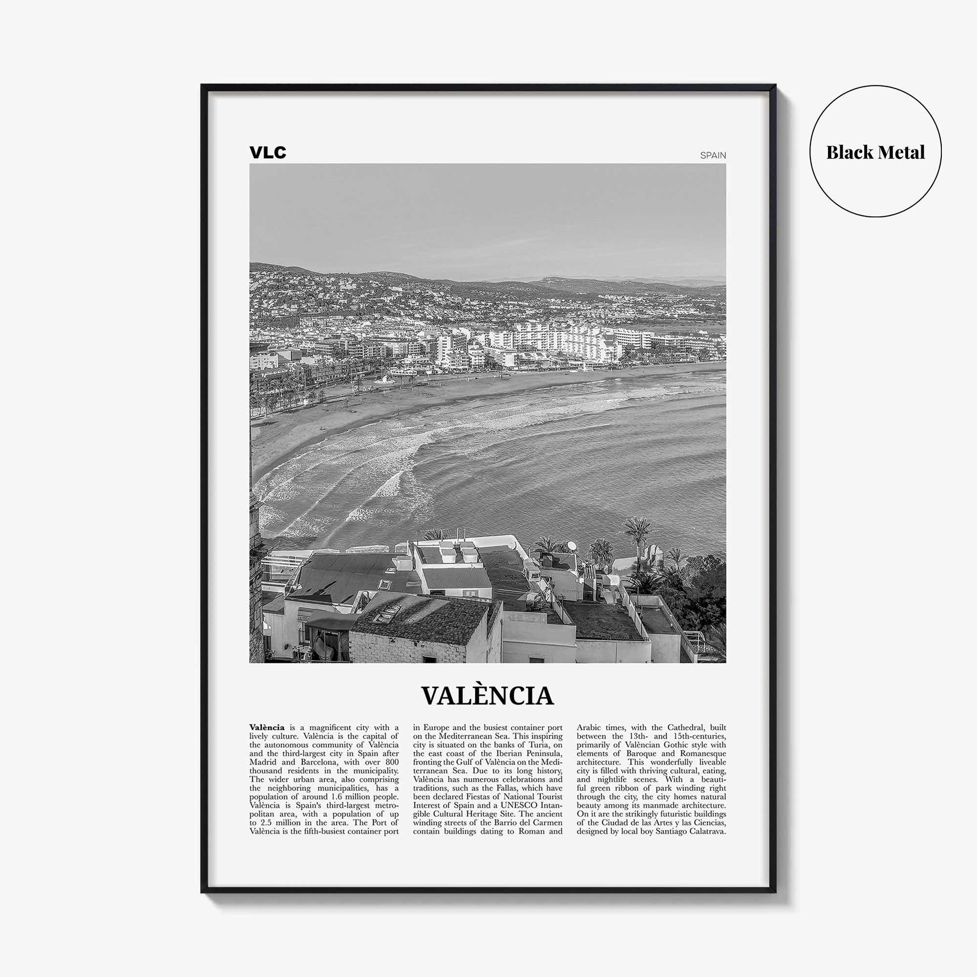 Valencia Print Black and White No 1, Valencia Wall Art, Valencia Poster, Valencia Photo, Valencia Wall Decor, Spain, València, España