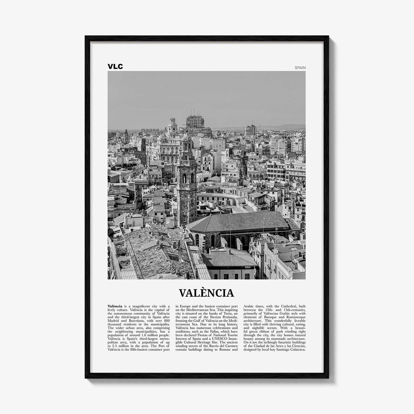 Valencia Print Black and White No 2, Valencia Wall Art, Valencia Poster, Valencia Photo, Valencia Wall Decor, Spain, València, España