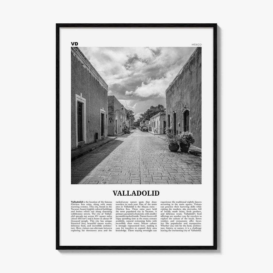 Valladolid Print Black and White Mexico, Valladolid Wall Art, Valladolid Poster, Valladolid Photo, Valladolid Wall Décor, Valladolid Map