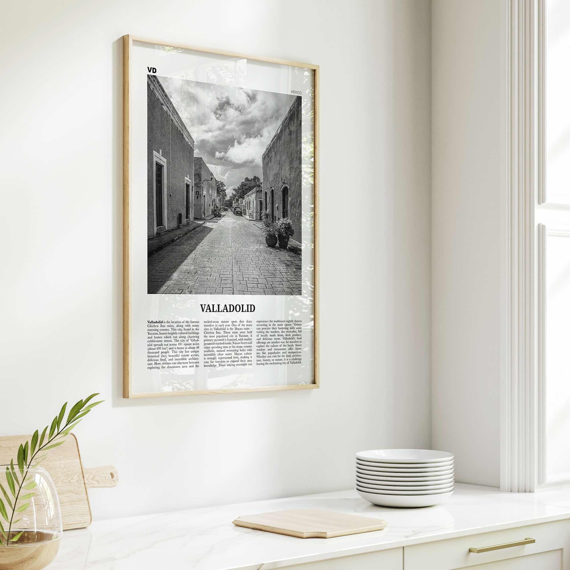 Valladolid Print Black and White Mexico, Valladolid Wall Art, Valladolid Poster, Valladolid Photo, Valladolid Wall Décor, Valladolid Map