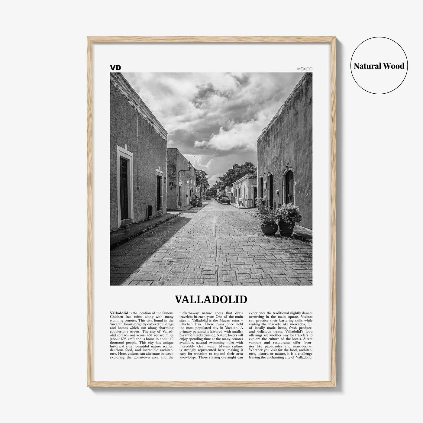Valladolid Print Black and White Mexico, Valladolid Wall Art, Valladolid Poster, Valladolid Photo, Valladolid Wall Décor, Valladolid Map