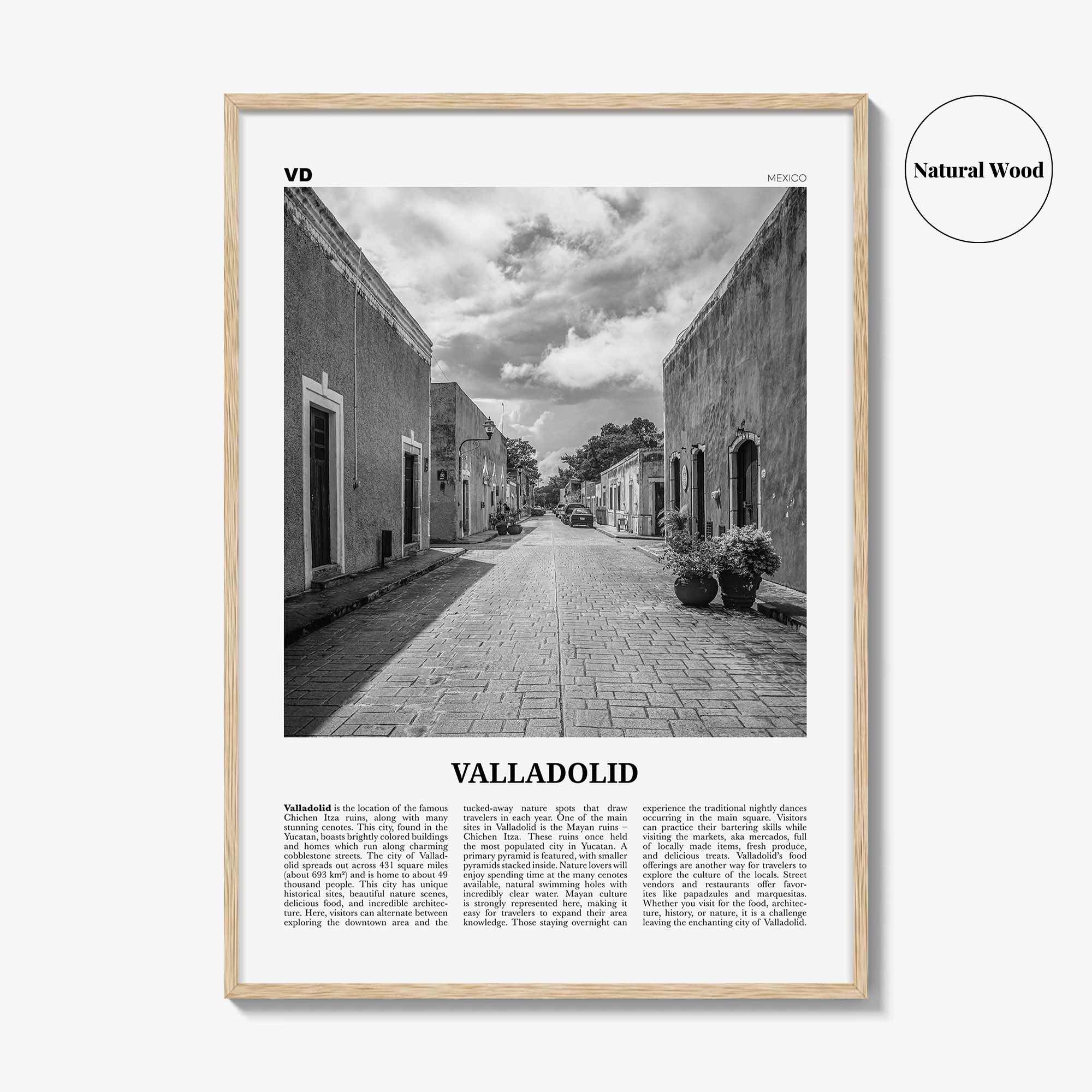 Valladolid Print Black and White Mexico, Valladolid Wall Art, Valladolid Poster, Valladolid Photo, Valladolid Wall Décor, Valladolid Map