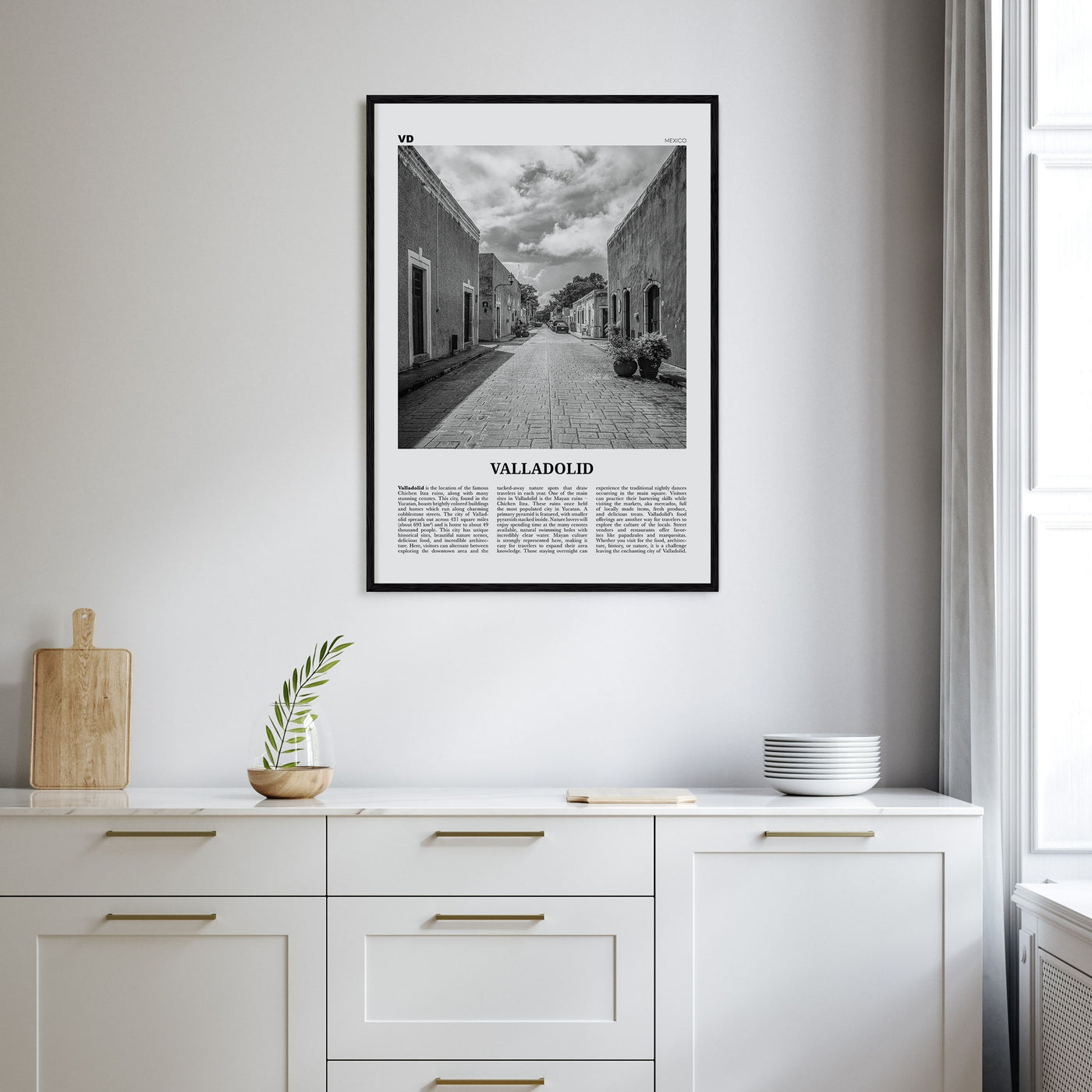 Valladolid, Mexico Travel B&W Poster