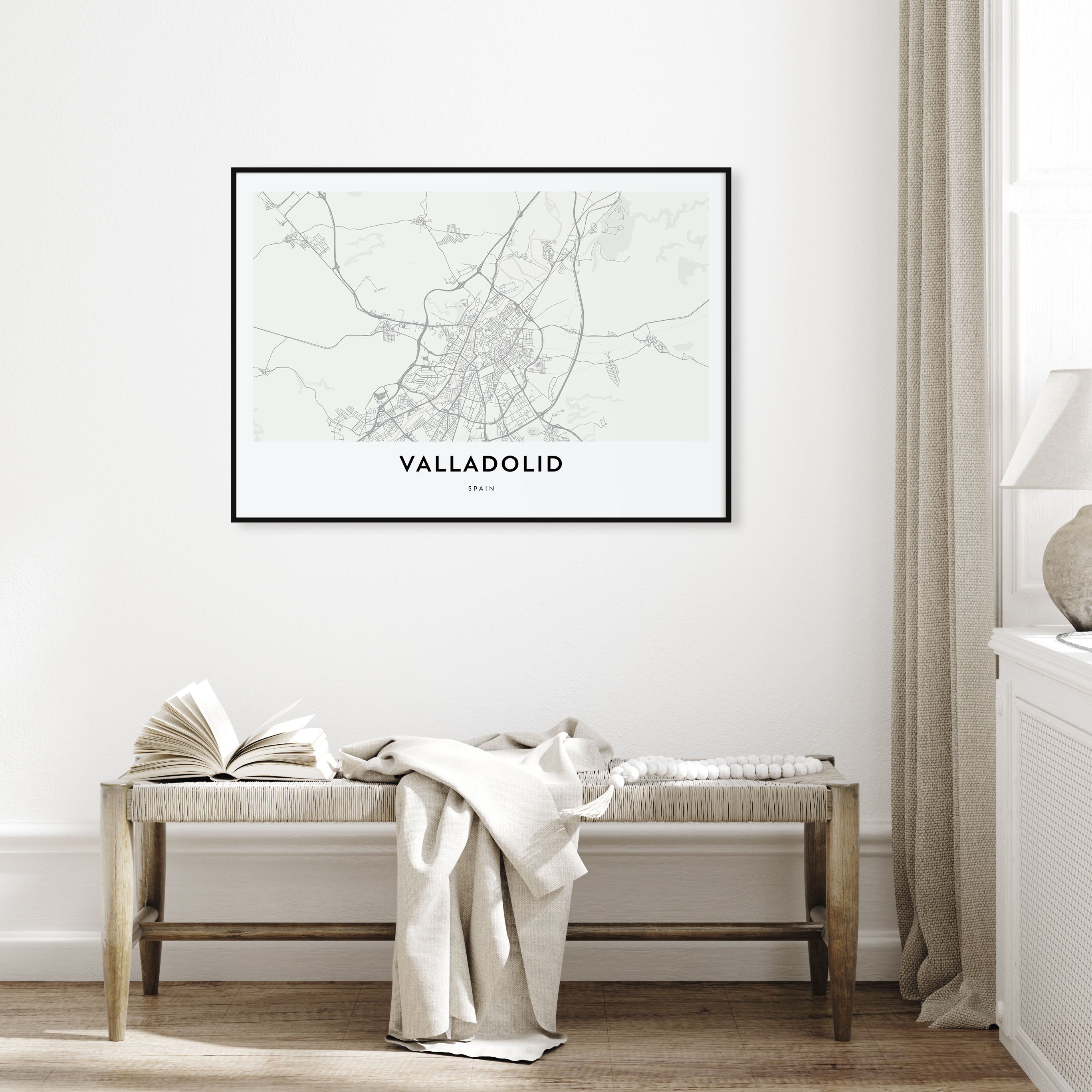 Valladolid, Spain Map Landscape Poster