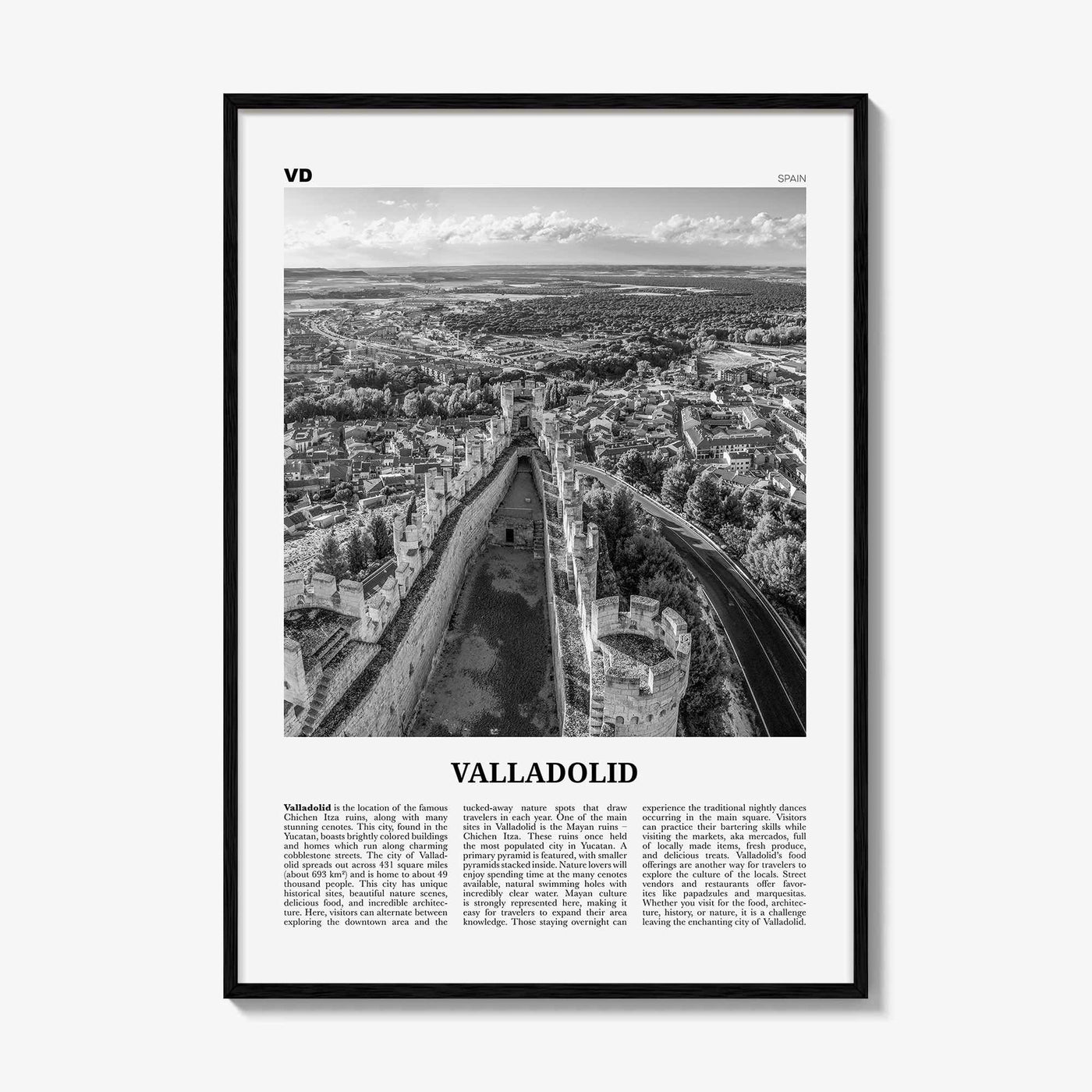 Valladolid Print Black and White Spain, Valladolid Wall Art, Valladolid Poster, Valladolid Photo, Valladolid Wall Décor, Valladolid Map