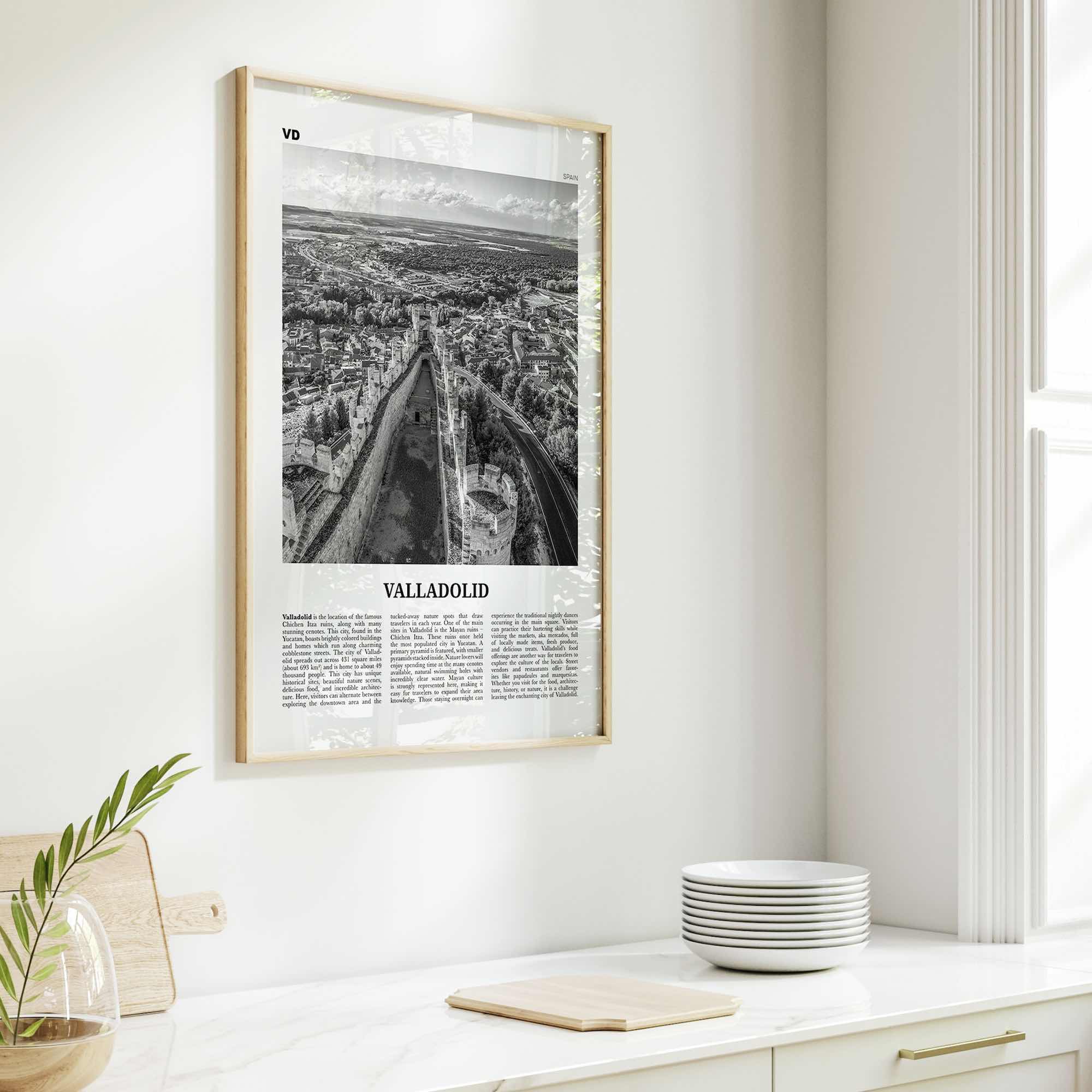 Valladolid Print Black and White Spain, Valladolid Wall Art, Valladolid Poster, Valladolid Photo, Valladolid Wall Décor, Valladolid Map