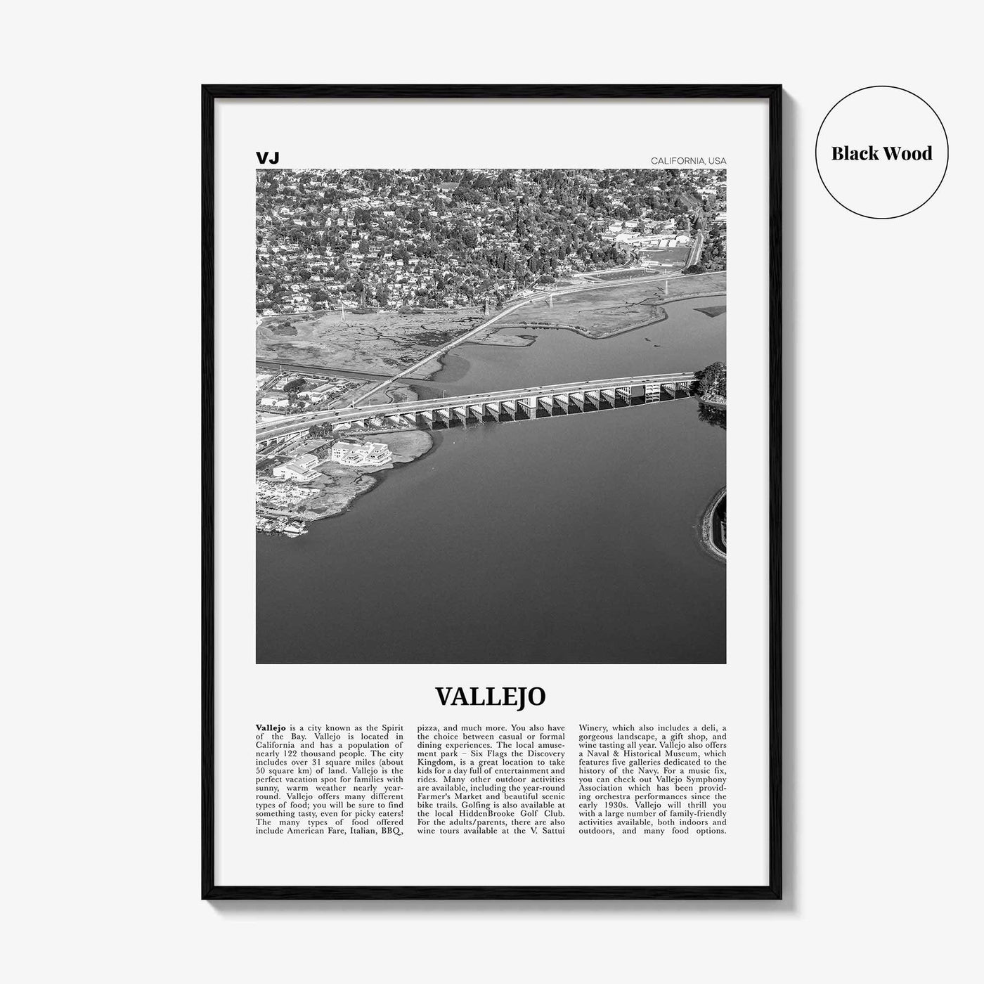 Vallejo Print Black and White, Vallejo Wall Art, Vallejo Poster, Vallejo Photo, Vallejo Wall Décor, California, USA, United States