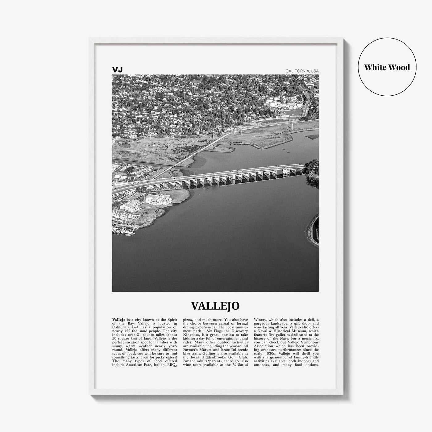 Vallejo Print Black and White, Vallejo Wall Art, Vallejo Poster, Vallejo Photo, Vallejo Wall Décor, California, USA, United States