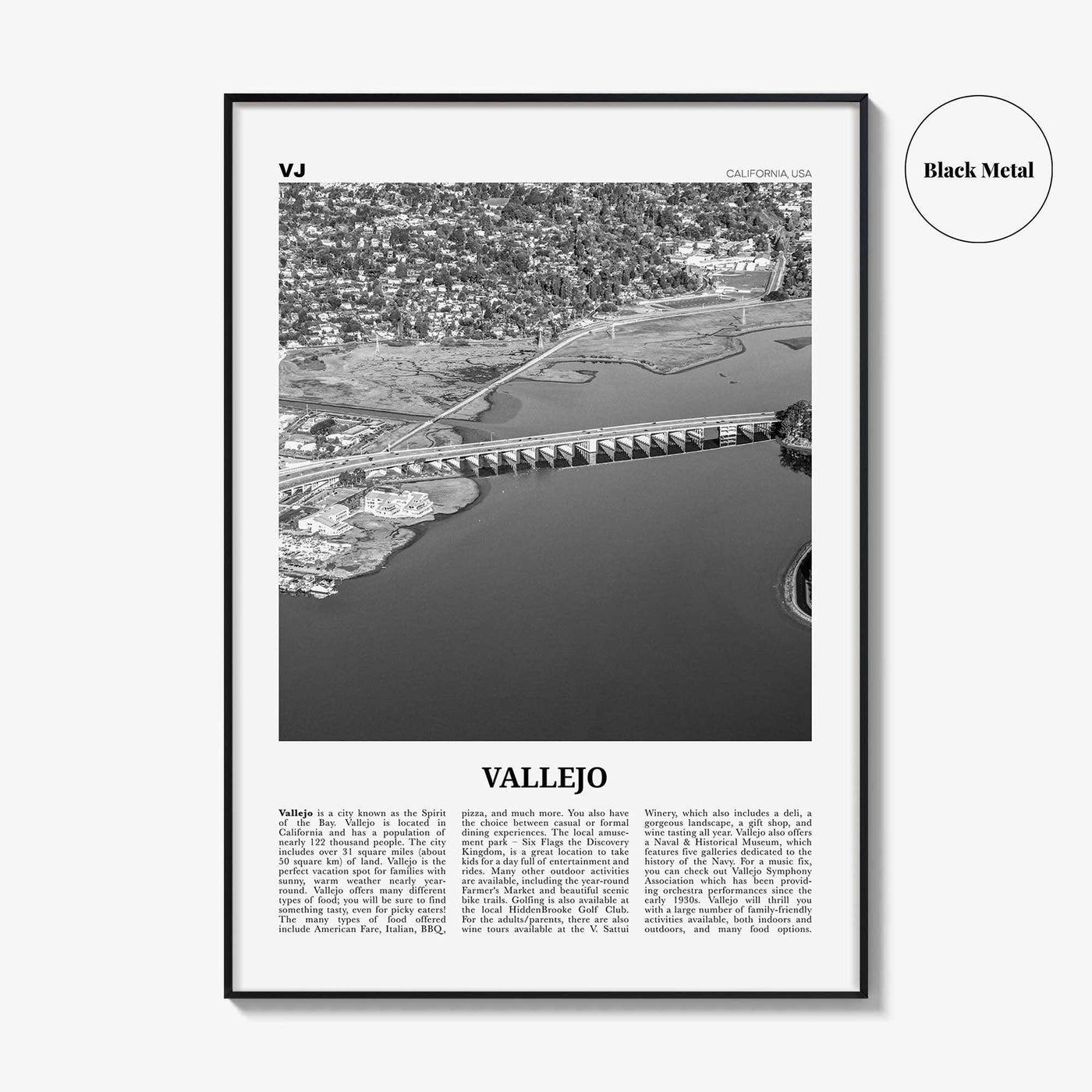 Vallejo Print Black and White, Vallejo Wall Art, Vallejo Poster, Vallejo Photo, Vallejo Wall Décor, California, USA, United States