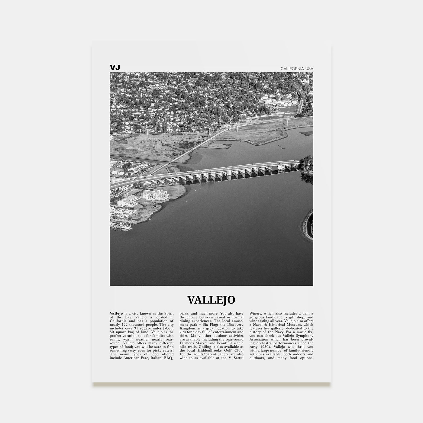 Vallejo Travel B&W Poster