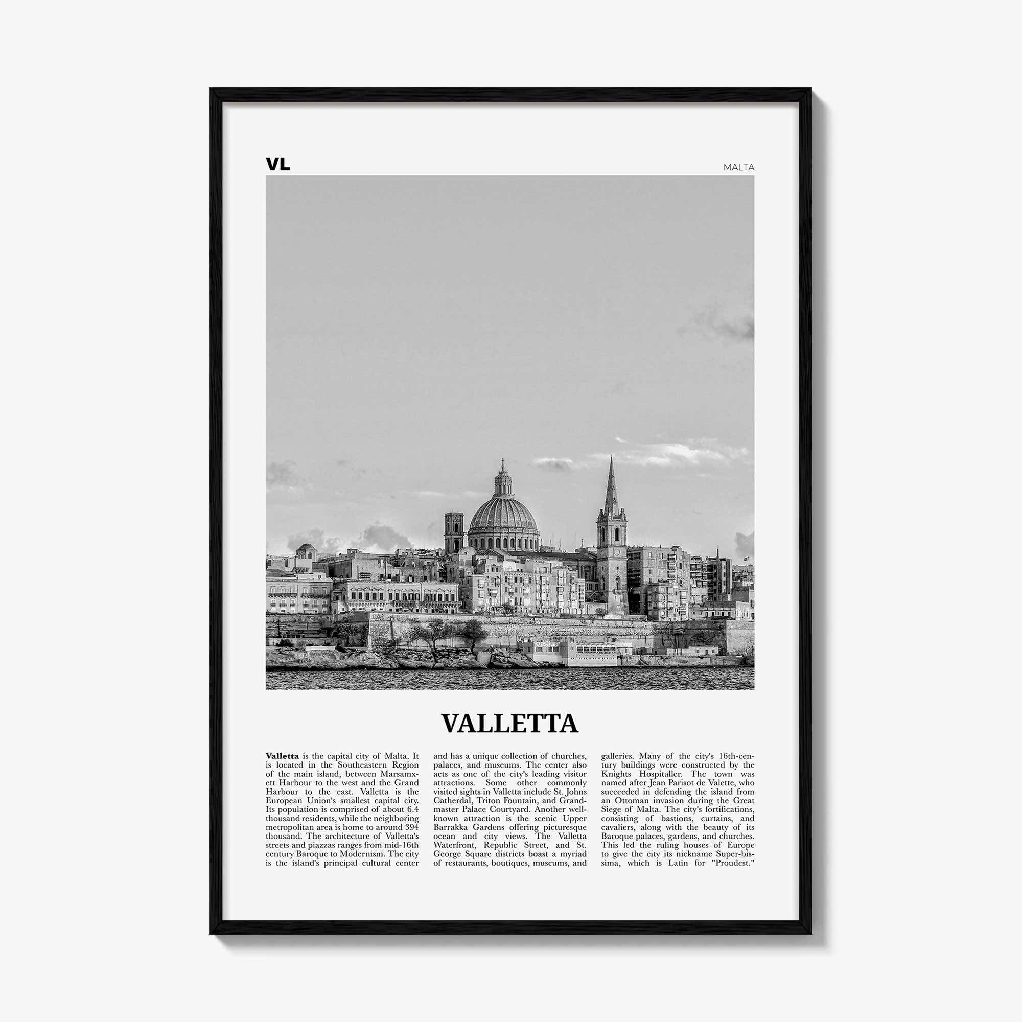 Valletta Print Black and White, Valletta Wall Art, Valletta Poster, Valletta Photo, Valletta Wall Décor, Malta, il-Belt
