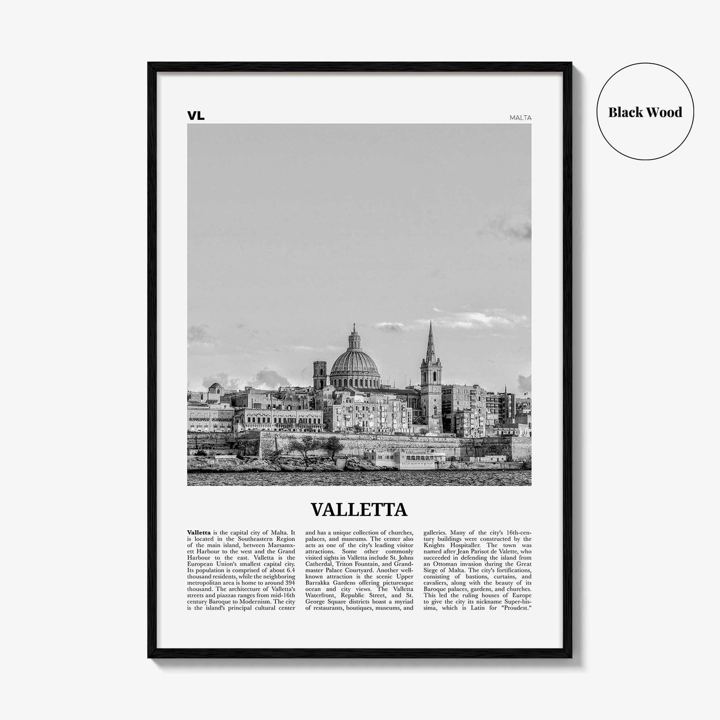 Valletta Print Black and White, Valletta Wall Art, Valletta Poster, Valletta Photo, Valletta Wall Décor, Malta, il-Belt