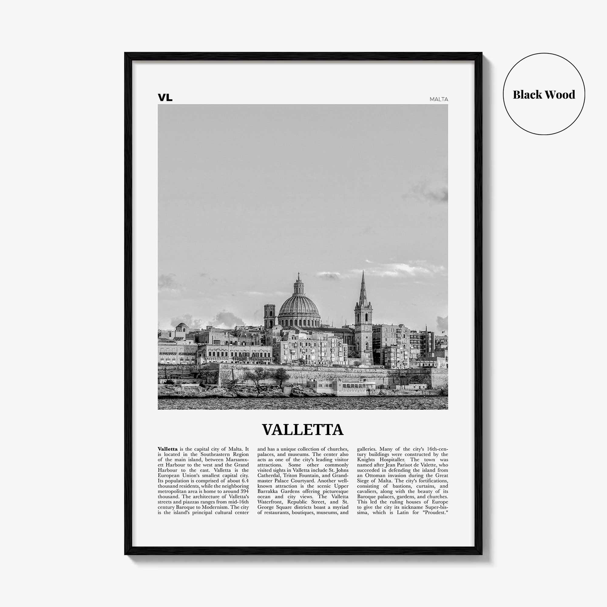 Valletta Print Black and White, Valletta Wall Art, Valletta Poster, Valletta Photo, Valletta Wall Décor, Malta, il-Belt