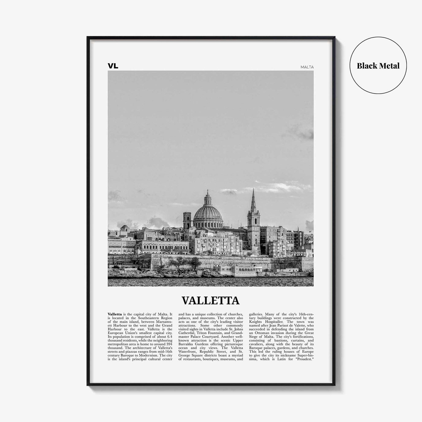 Valletta Print Black and White, Valletta Wall Art, Valletta Poster, Valletta Photo, Valletta Wall Décor, Malta, il-Belt