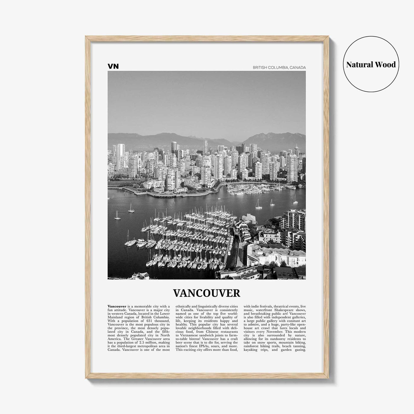 Vancouver Print Black and White Canada No 1, Vancouver Wall Art, Vancouver Poster, Vancouver Photo, British Columbia, North America