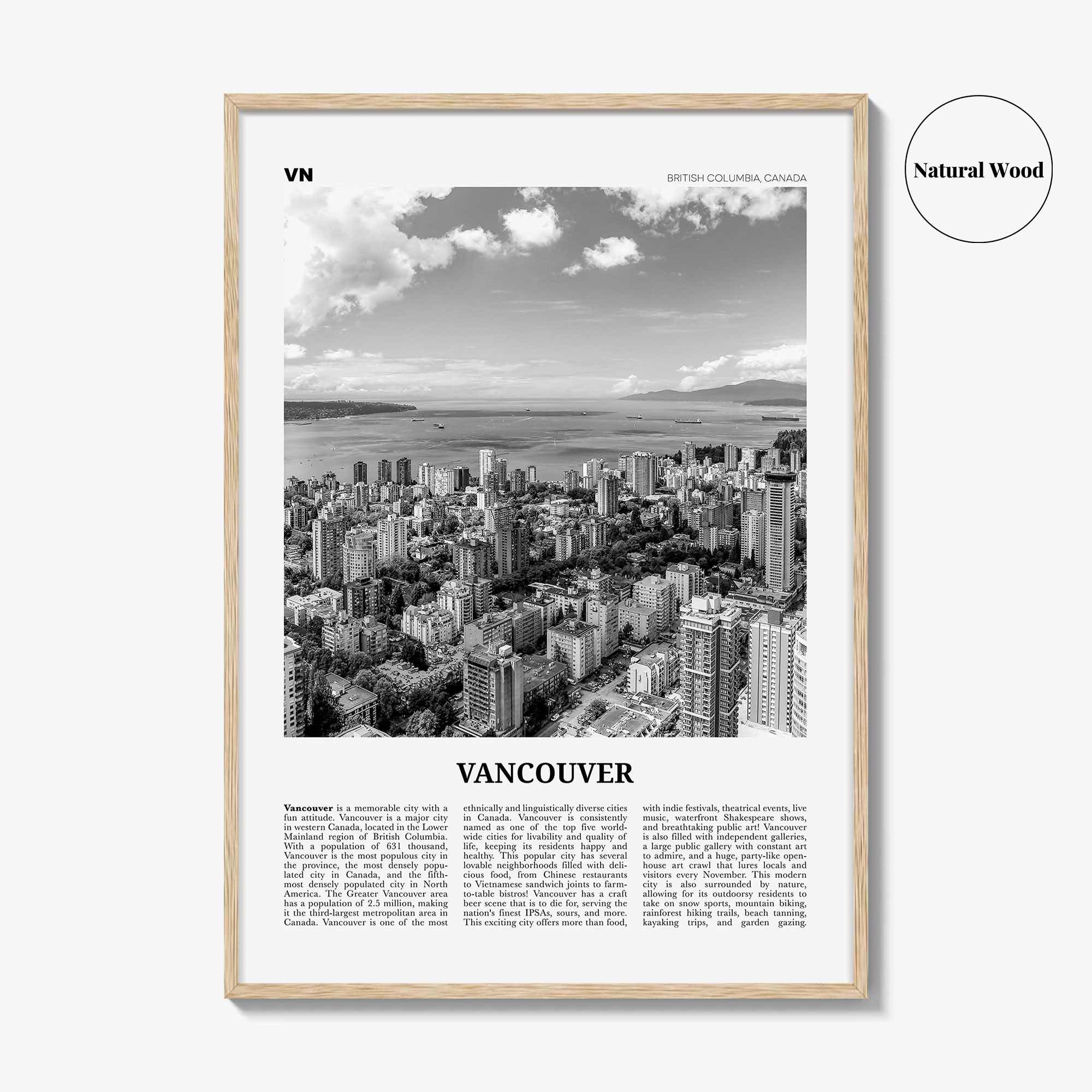 Vancouver Print Black and White Canada No 2, Vancouver Wall Art, Vancouver Poster, Vancouver Photo, British Columbia, North America