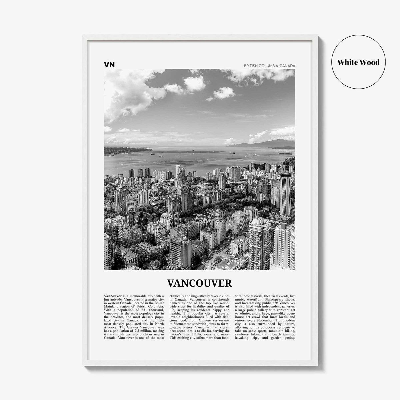 Vancouver Print Black and White Canada No 2, Vancouver Wall Art, Vancouver Poster, Vancouver Photo, British Columbia, North America