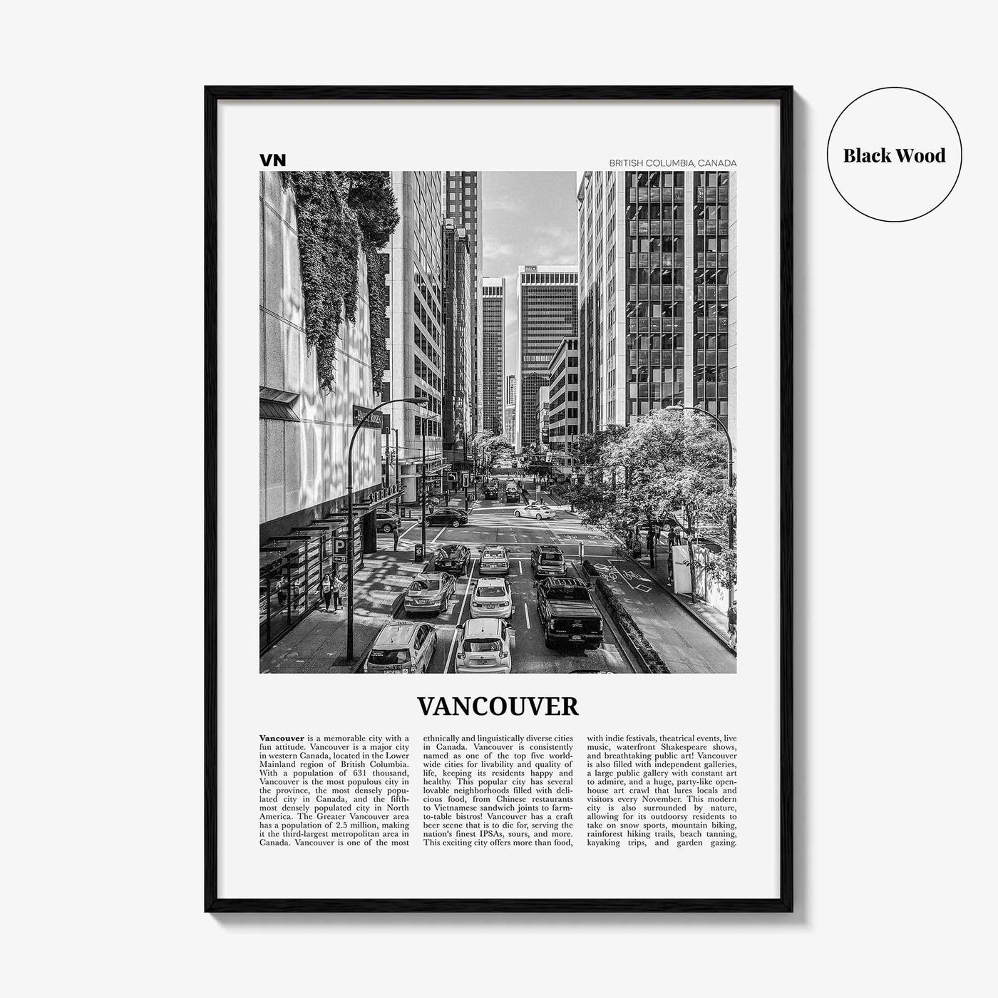 Vancouver Print Black and White Canada No 3, Vancouver Wall Art, Vancouver Poster, Vancouver Photo, British Columbia, North America