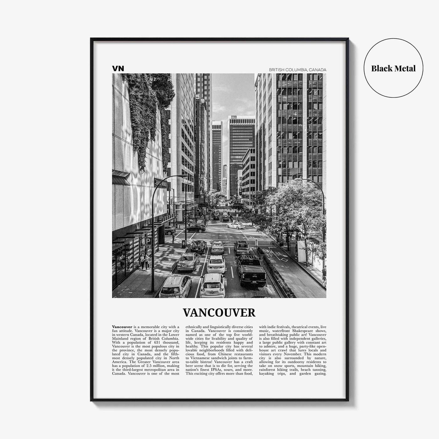 Vancouver Print Black and White Canada No 3, Vancouver Wall Art, Vancouver Poster, Vancouver Photo, British Columbia, North America