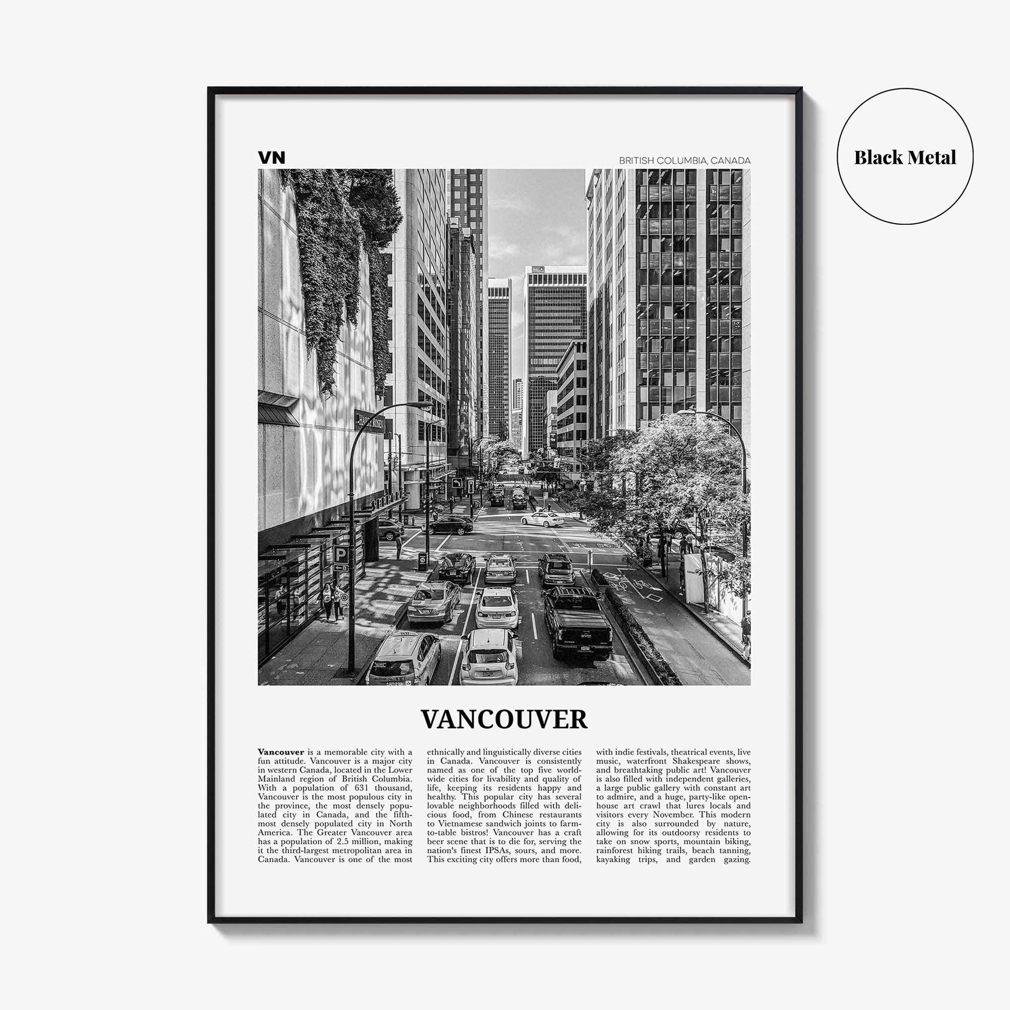 Vancouver Print Black and White Canada No 3, Vancouver Wall Art, Vancouver Poster, Vancouver Photo, British Columbia, North America