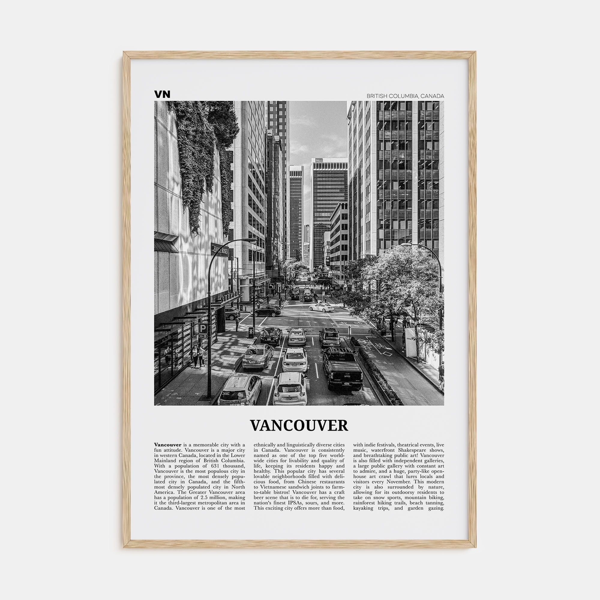 Vancouver, Canada Travel B&W No 3 Poster