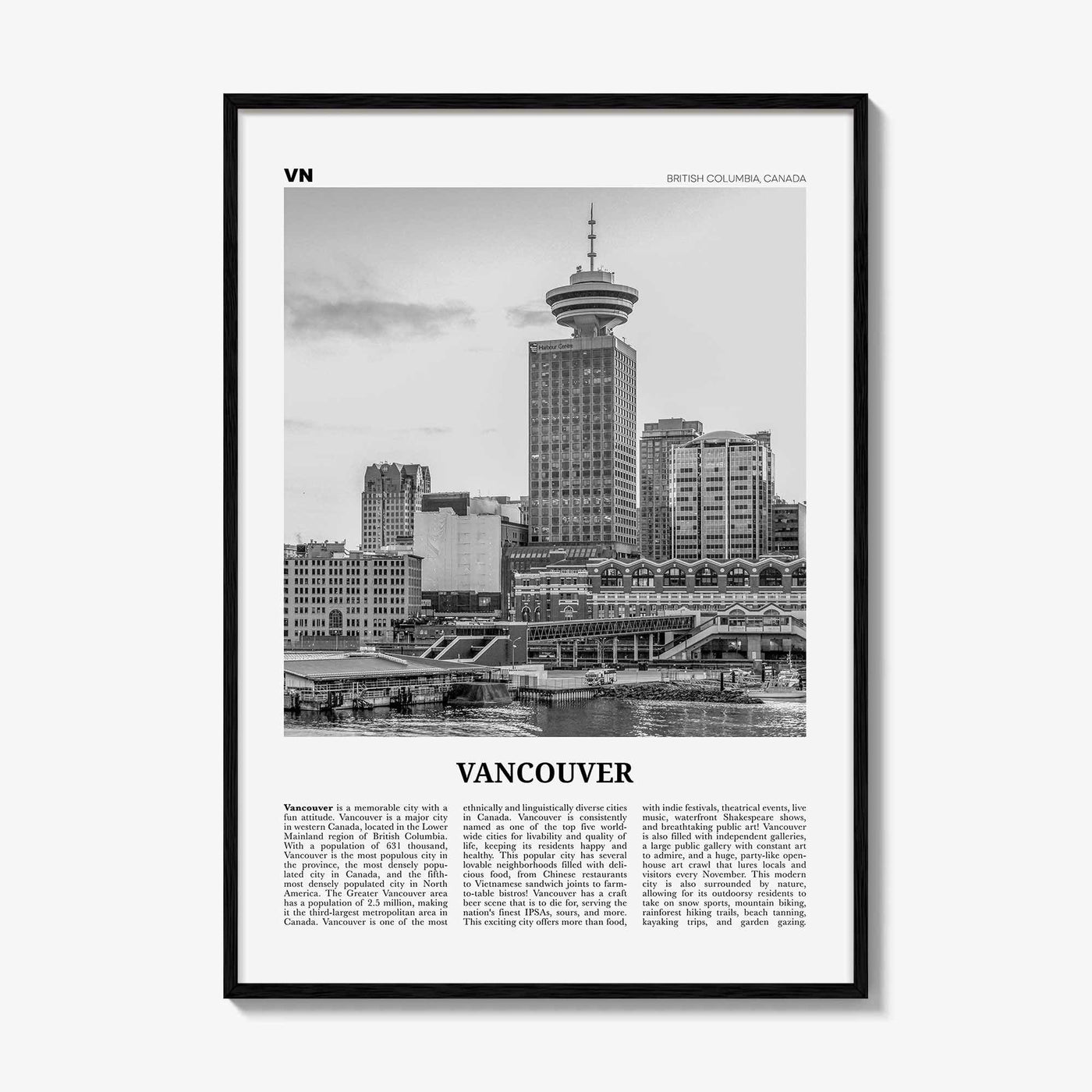 Vancouver Print Black and White Canada No 4, Vancouver Wall Art, Vancouver Poster, Vancouver Photo, British Columbia, North America