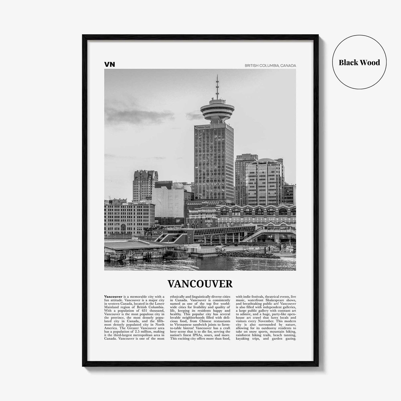Vancouver Print Black and White Canada No 4, Vancouver Wall Art, Vancouver Poster, Vancouver Photo, British Columbia, North America