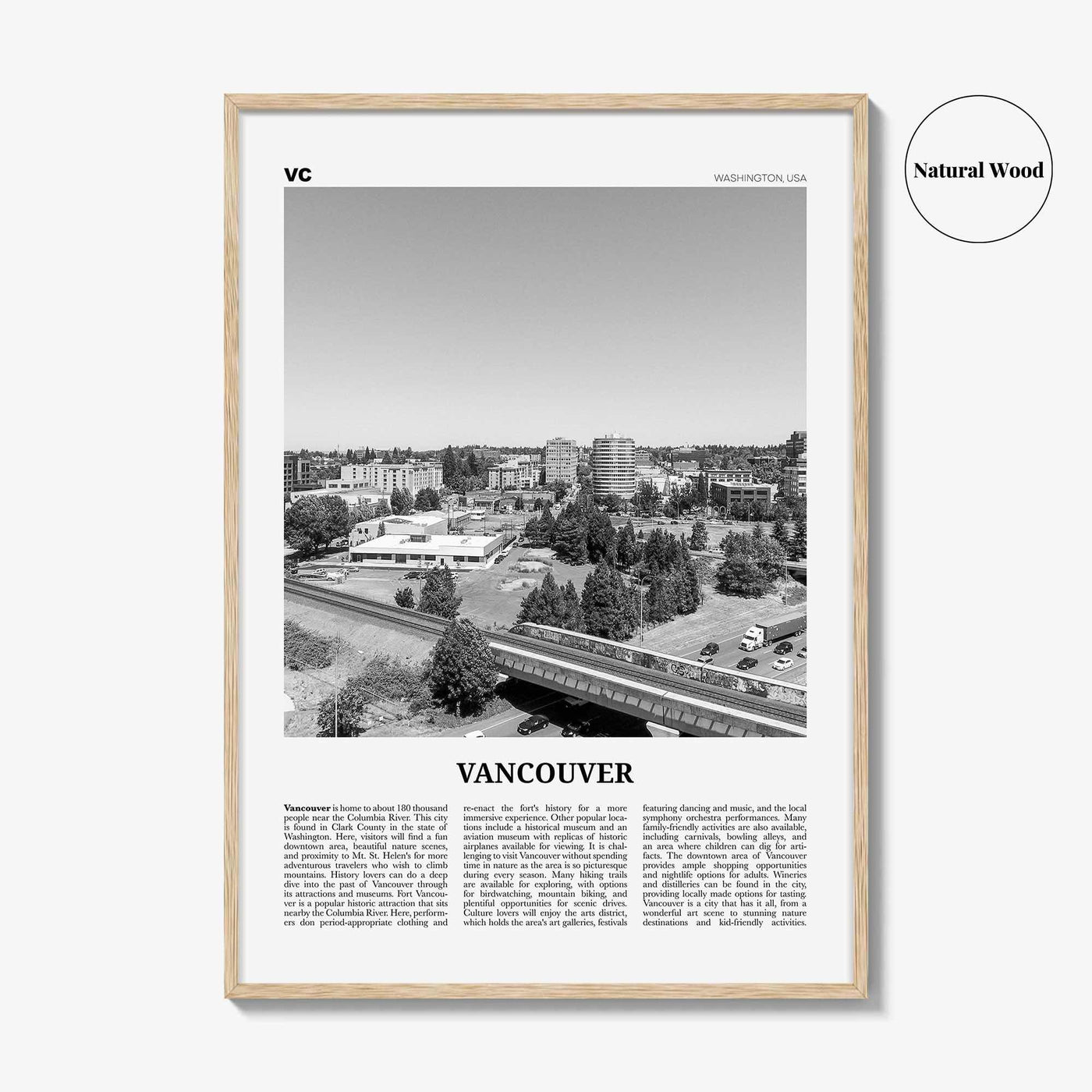 Vancouver Print Black and White Washington, Vancouver Wall Art, Vancouver Poster, Vancouver Photo, Vancouver Wall Décor, Vancouver Map, USA