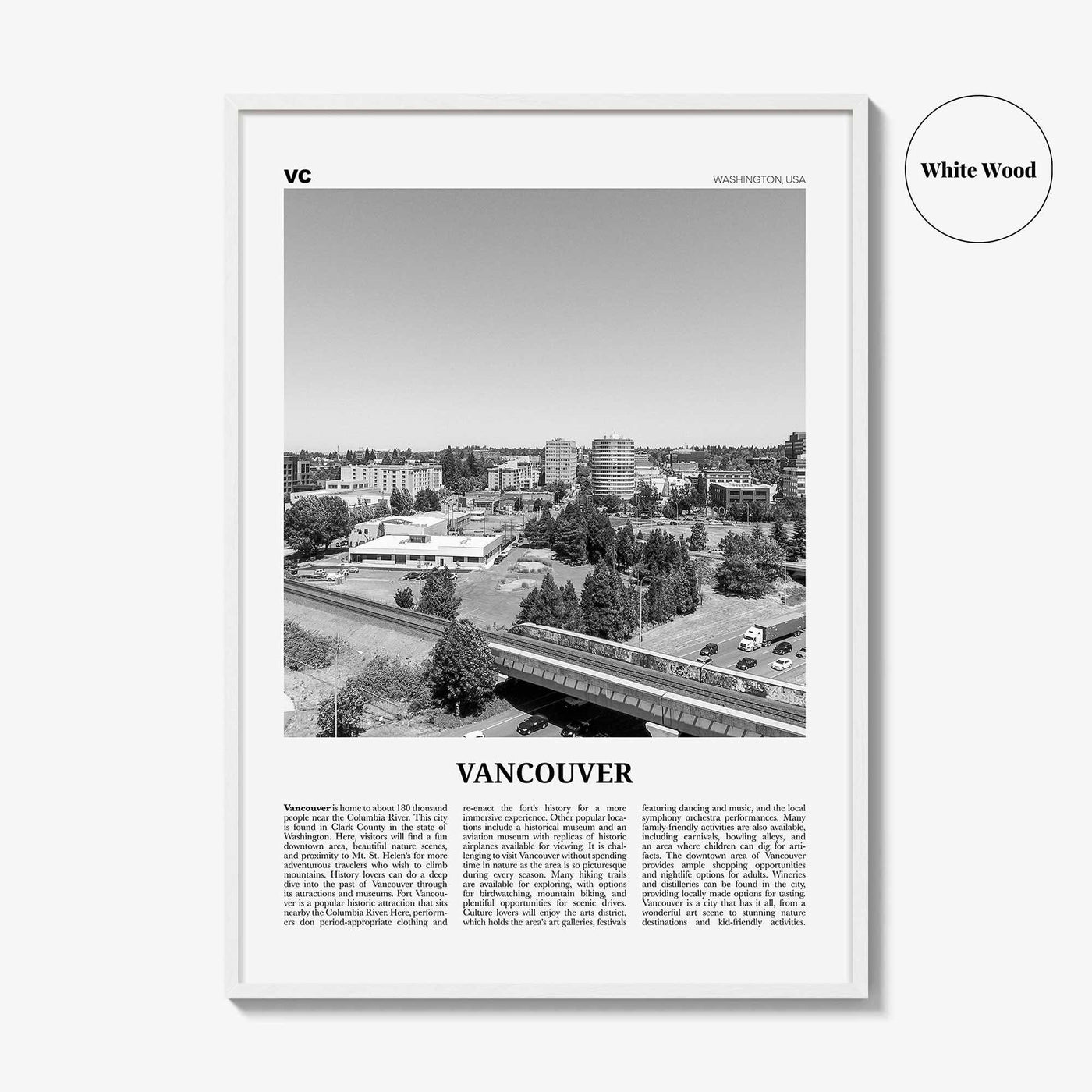 Vancouver Print Black and White Washington, Vancouver Wall Art, Vancouver Poster, Vancouver Photo, Vancouver Wall Décor, Vancouver Map, USA