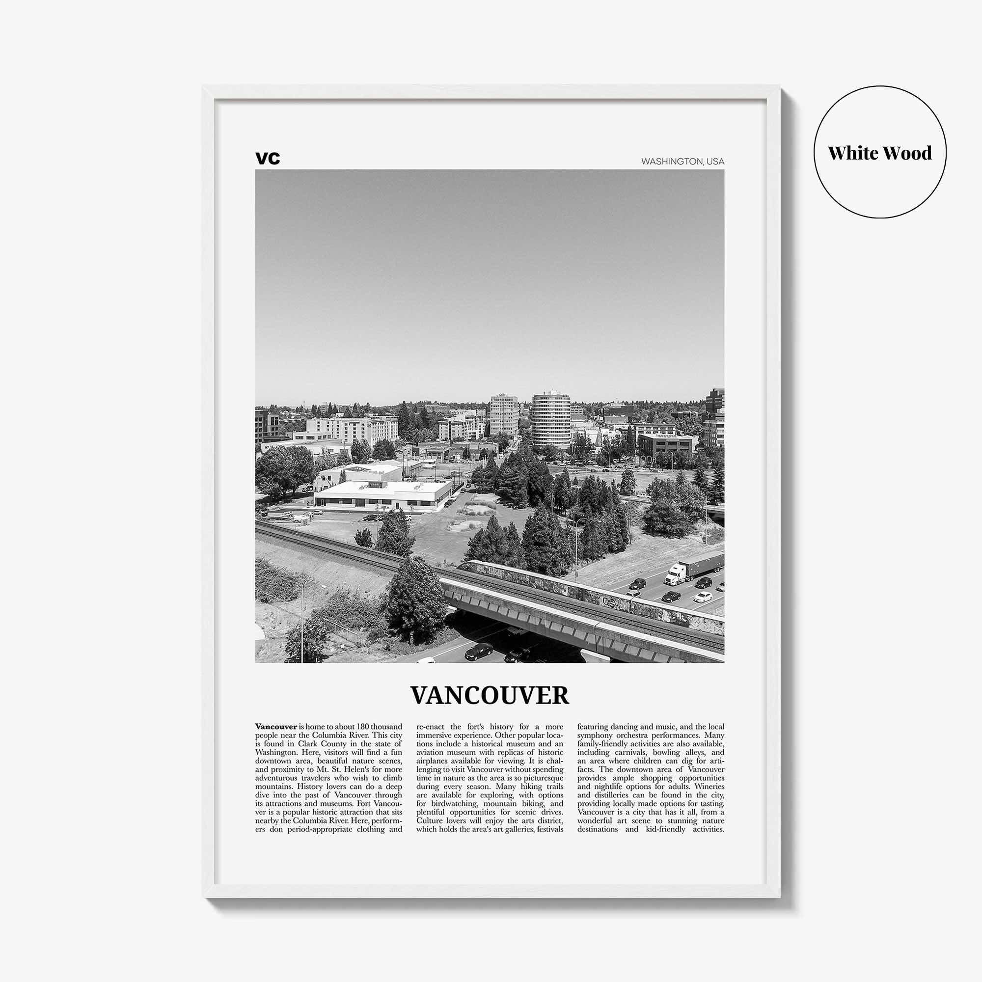 Vancouver Print Black and White Washington, Vancouver Wall Art, Vancouver Poster, Vancouver Photo, Vancouver Wall Décor, Vancouver Map, USA