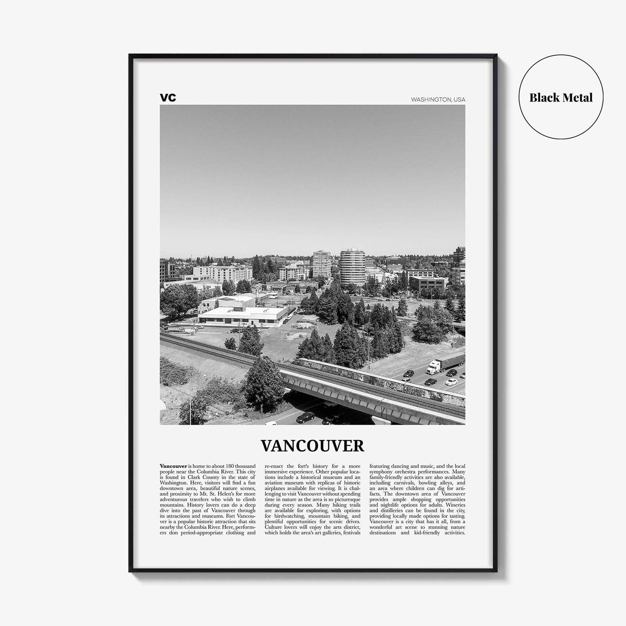 Vancouver Print Black and White Washington, Vancouver Wall Art, Vancouver Poster, Vancouver Photo, Vancouver Wall Décor, Vancouver Map, USA