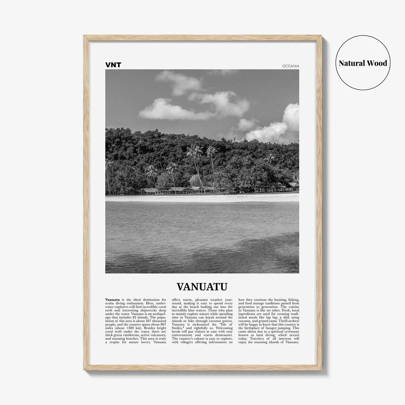 Vanuatu Print Black and White, Vanuatu Wall Art, Vanuatu Poster, Vanuatu Photo, Vanuatu Wall Décor, Vanuatu Map, Oceania