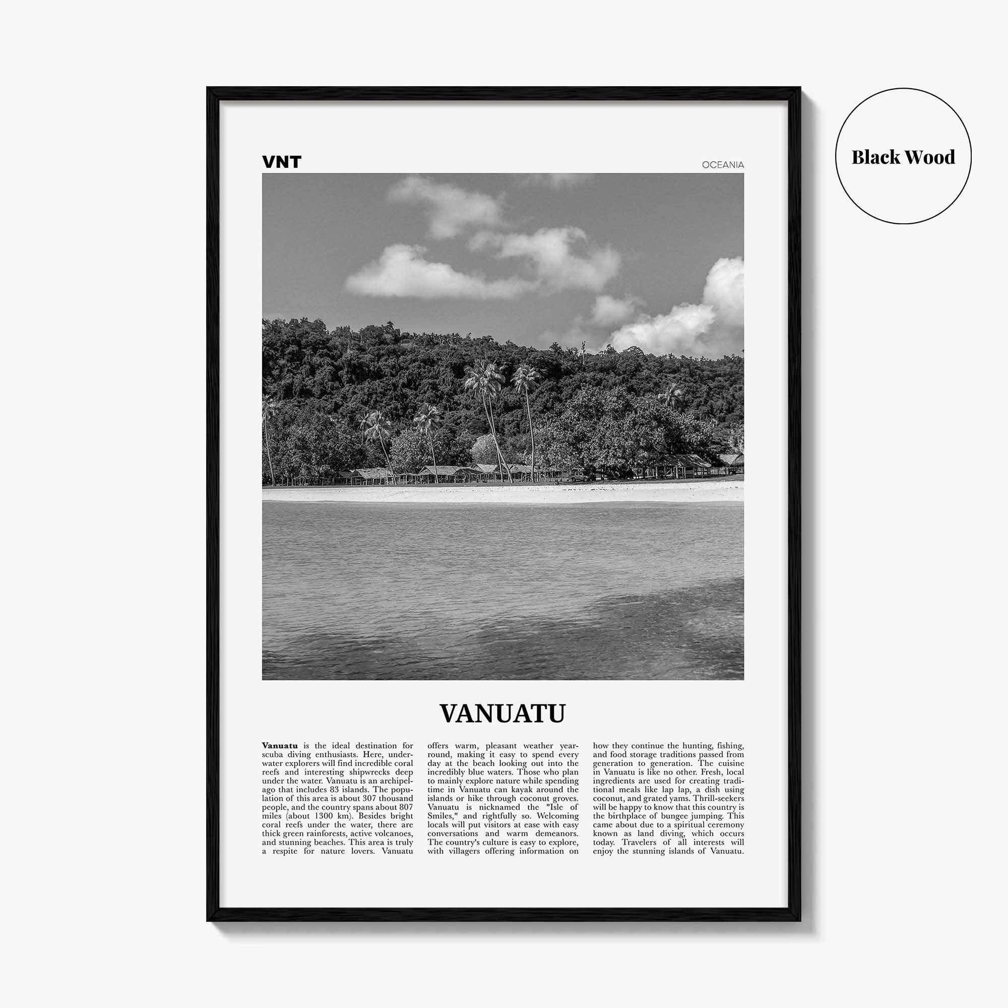 Vanuatu Print Black and White, Vanuatu Wall Art, Vanuatu Poster, Vanuatu Photo, Vanuatu Wall Décor, Vanuatu Map, Oceania