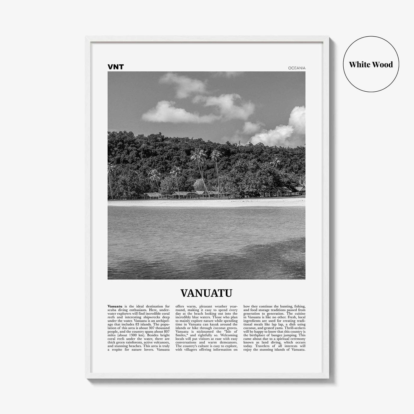 Vanuatu Print Black and White, Vanuatu Wall Art, Vanuatu Poster, Vanuatu Photo, Vanuatu Wall Décor, Vanuatu Map, Oceania