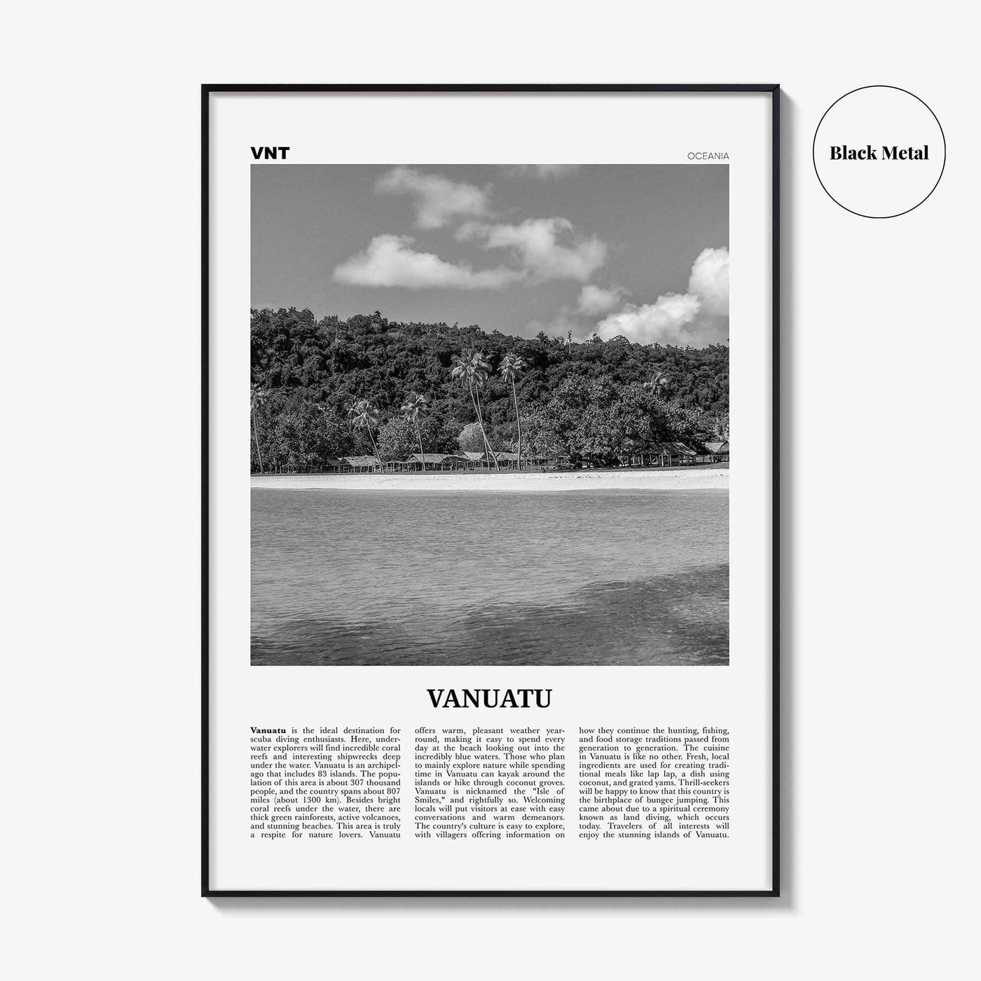 Vanuatu Print Black and White, Vanuatu Wall Art, Vanuatu Poster, Vanuatu Photo, Vanuatu Wall Décor, Vanuatu Map, Oceania