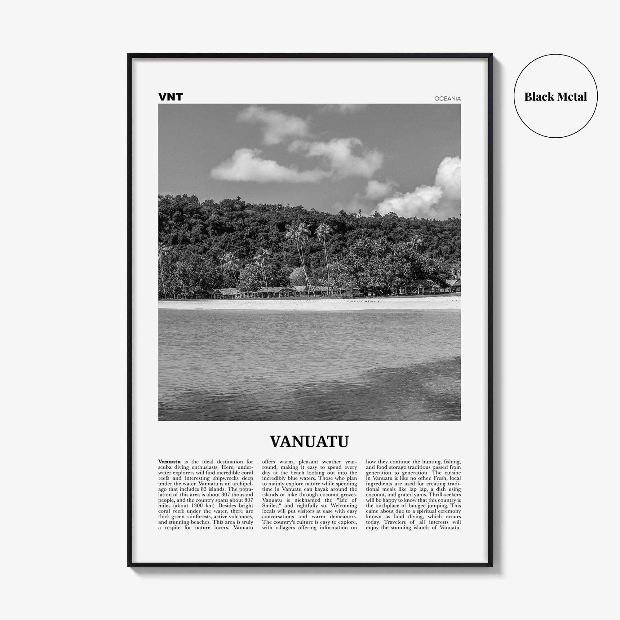 Vanuatu Print Black and White, Vanuatu Wall Art, Vanuatu Poster, Vanuatu Photo, Vanuatu Wall Décor, Vanuatu Map, Oceania