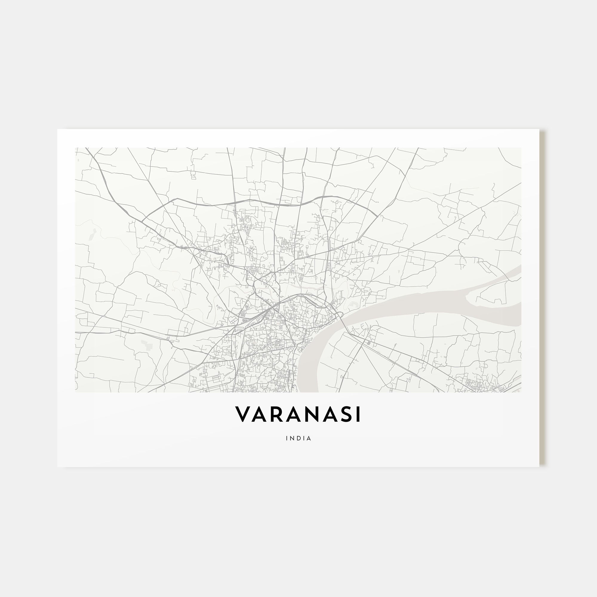 Varanasi Map Landscape Poster