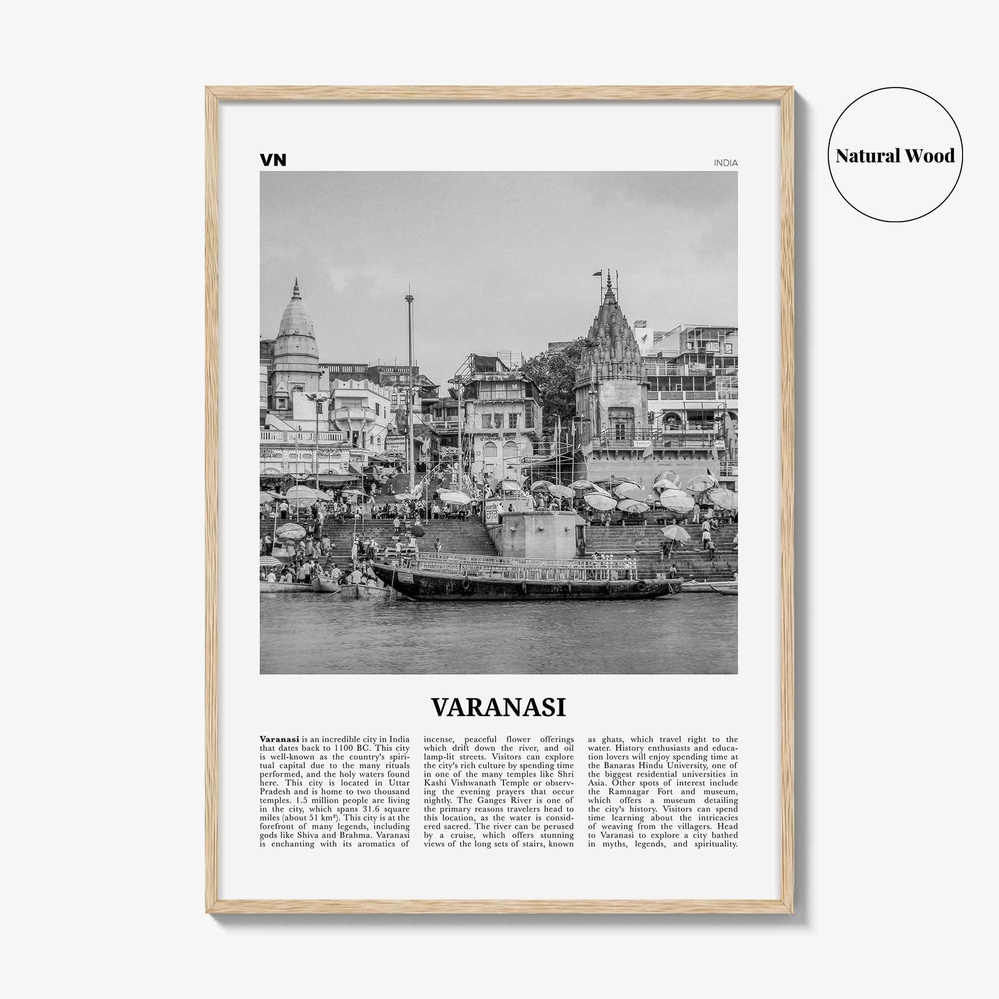 Varanasi Print Black and White, Varanasi Wall Art, Varanasi Poster, Varanasi Photo, Varanasi Wall Décor, Varanasi Map, India