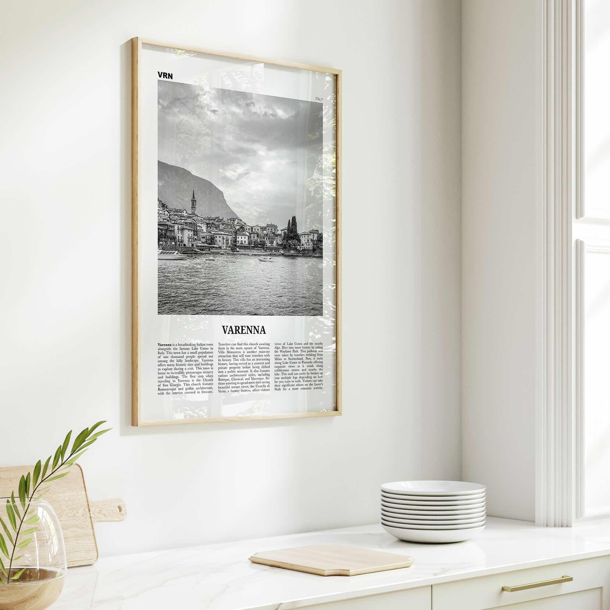 Varenna Print Black and White, Varenna Wall Art, Varenna Poster, Varenna Photo, Varenna Wall Décor, Varenna Map, Italy