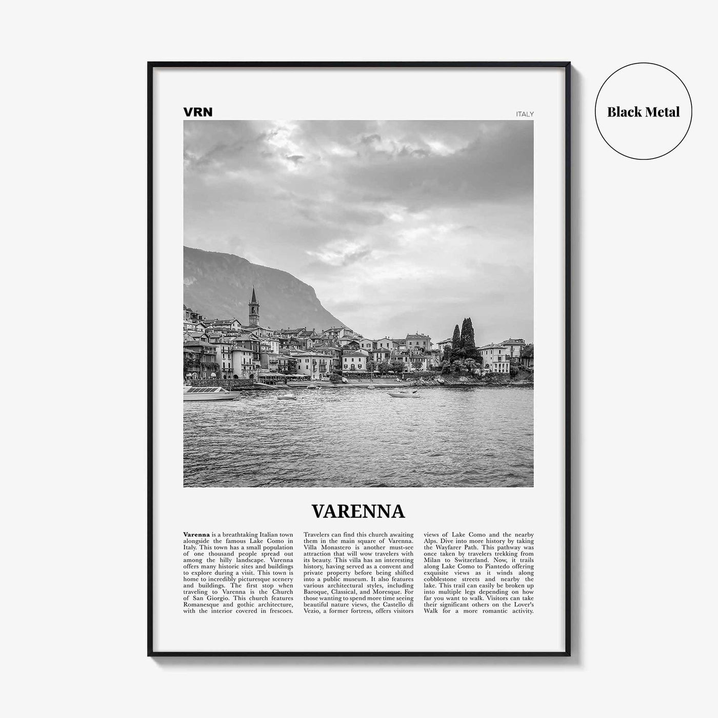 Varenna Print Black and White, Varenna Wall Art, Varenna Poster, Varenna Photo, Varenna Wall Décor, Varenna Map, Italy
