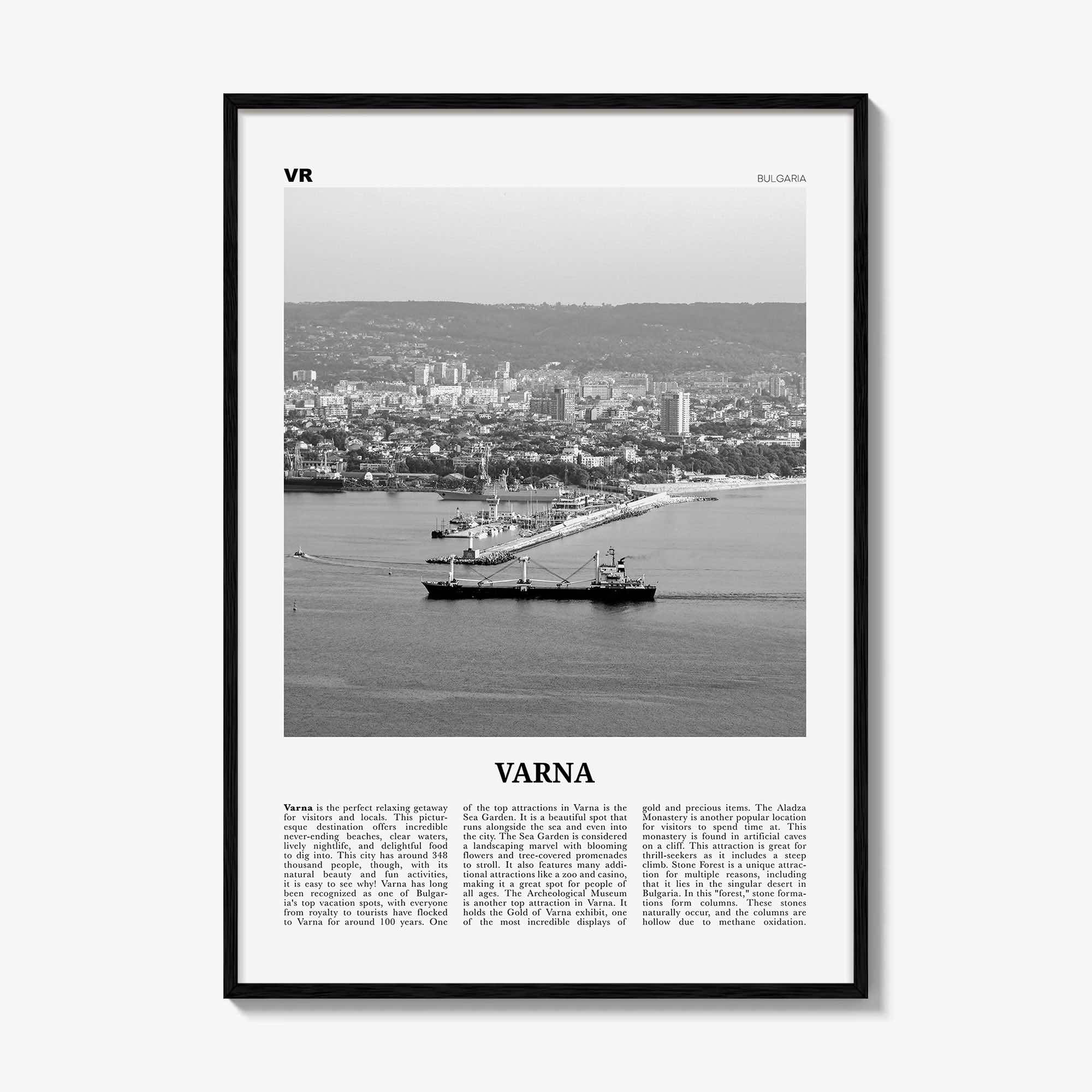Varna Print Black and White, Varna Wall Art, Varna Poster, Varna Photo, Varna Wall Décor, Varna Map, Bulgaria