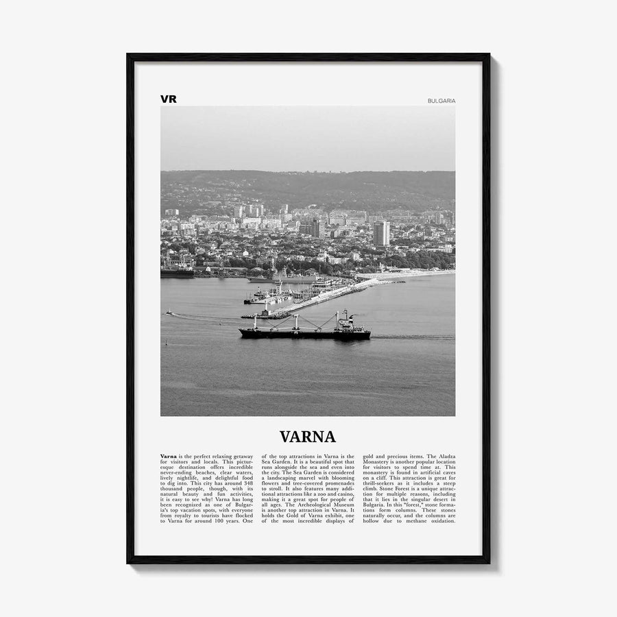 Varna Print Black and White, Varna Wall Art, Varna Poster, Varna Photo, Varna Wall Décor, Varna Map, Bulgaria