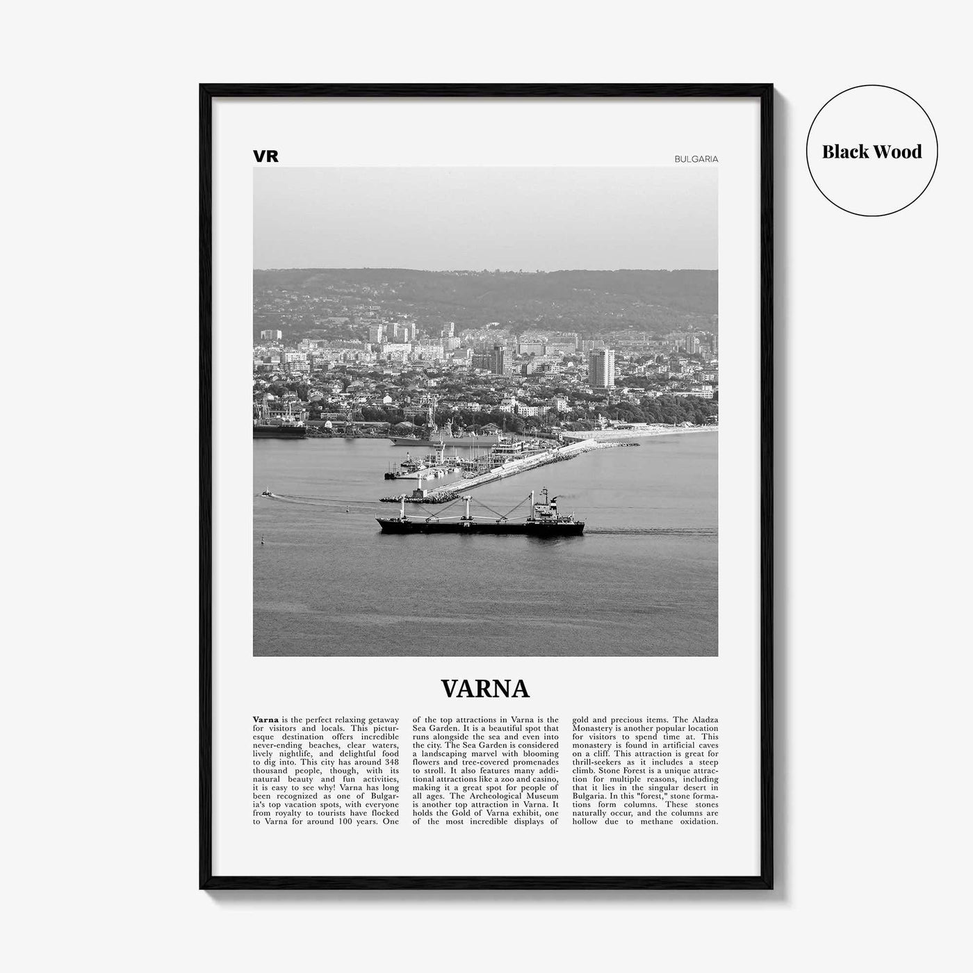 Varna Print Black and White, Varna Wall Art, Varna Poster, Varna Photo, Varna Wall Décor, Varna Map, Bulgaria
