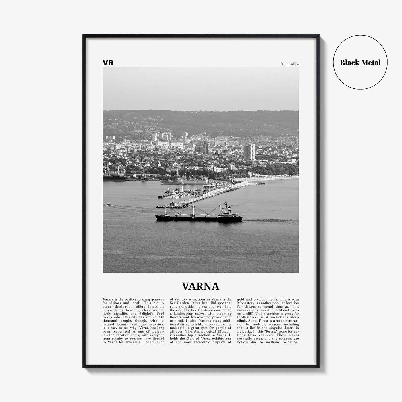 Varna Print Black and White, Varna Wall Art, Varna Poster, Varna Photo, Varna Wall Décor, Varna Map, Bulgaria