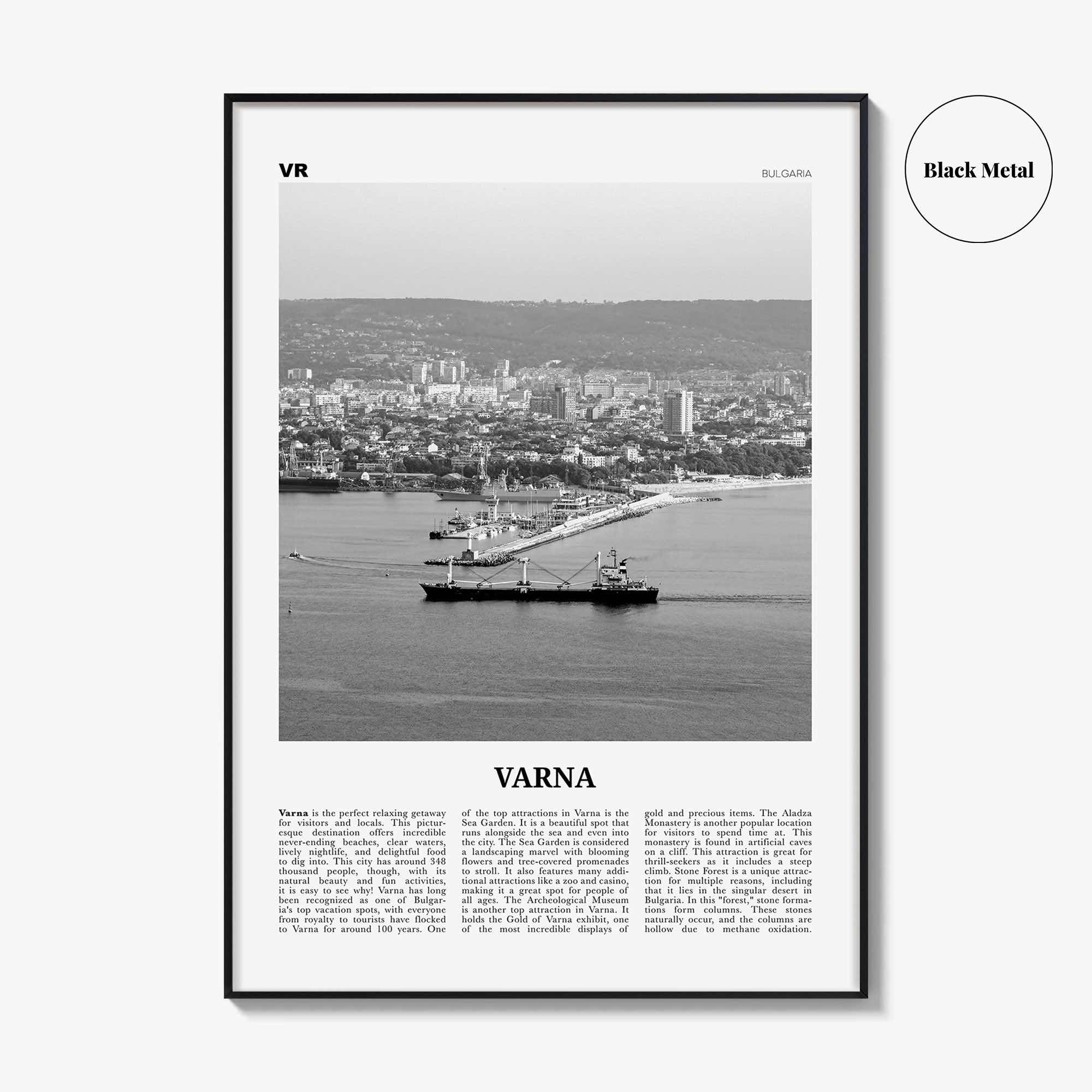Varna Print Black and White, Varna Wall Art, Varna Poster, Varna Photo, Varna Wall Décor, Varna Map, Bulgaria