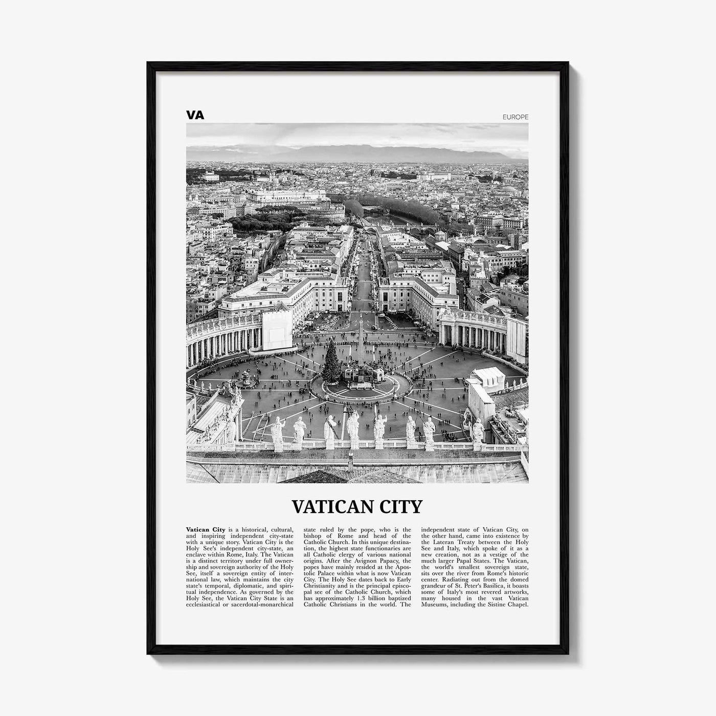 Vatican City Print Black and White, Vatican City Wall Art, Vatican City Poster, Vatican Photo, Italy, Italia, Vaticano, Vaticanae, Europe