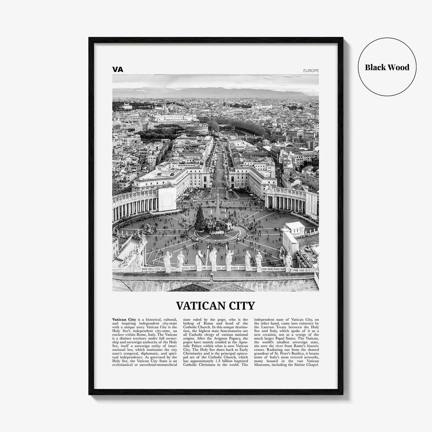 Vatican City Print Black and White, Vatican City Wall Art, Vatican City Poster, Vatican Photo, Italy, Italia, Vaticano, Vaticanae, Europe